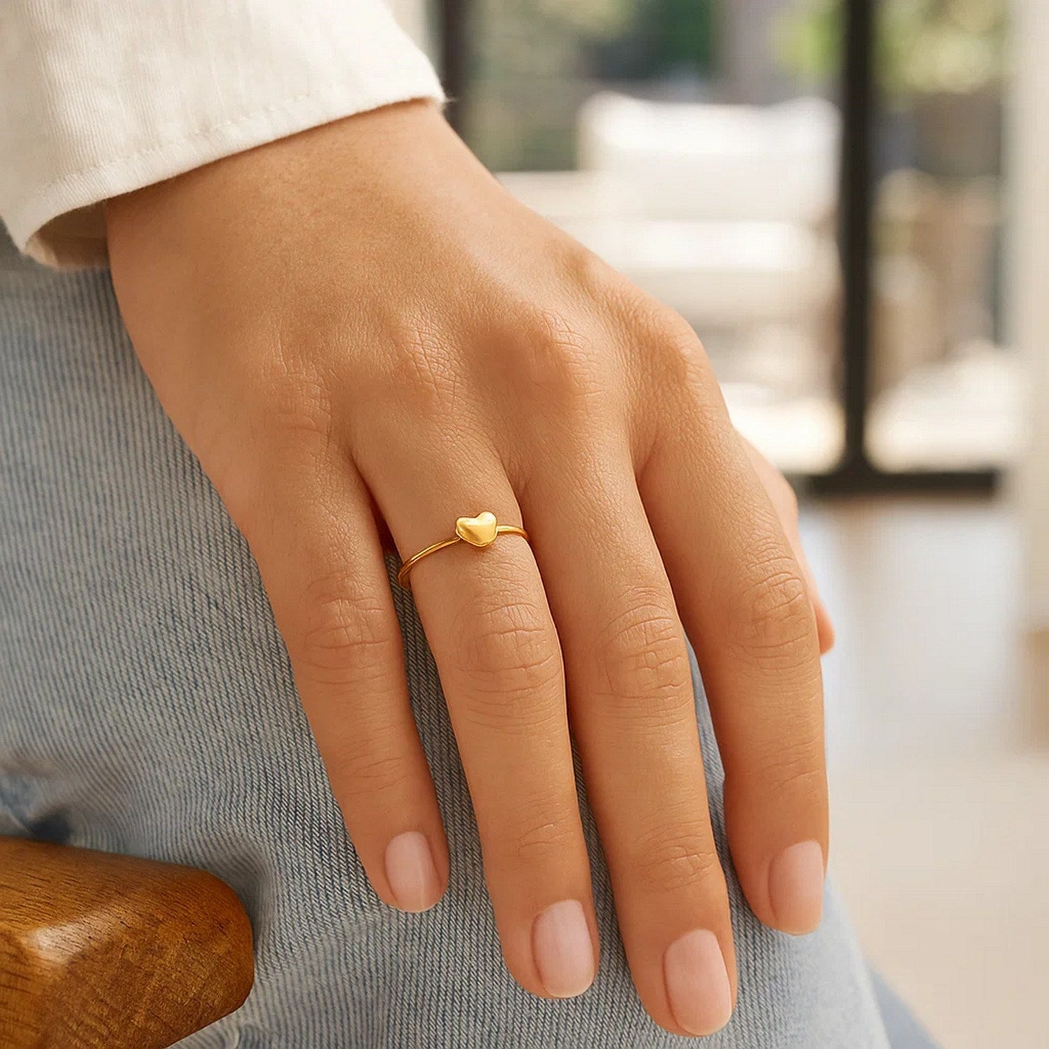 14k Yellow Gold Ring with Puffed Heart(1.40 mm)