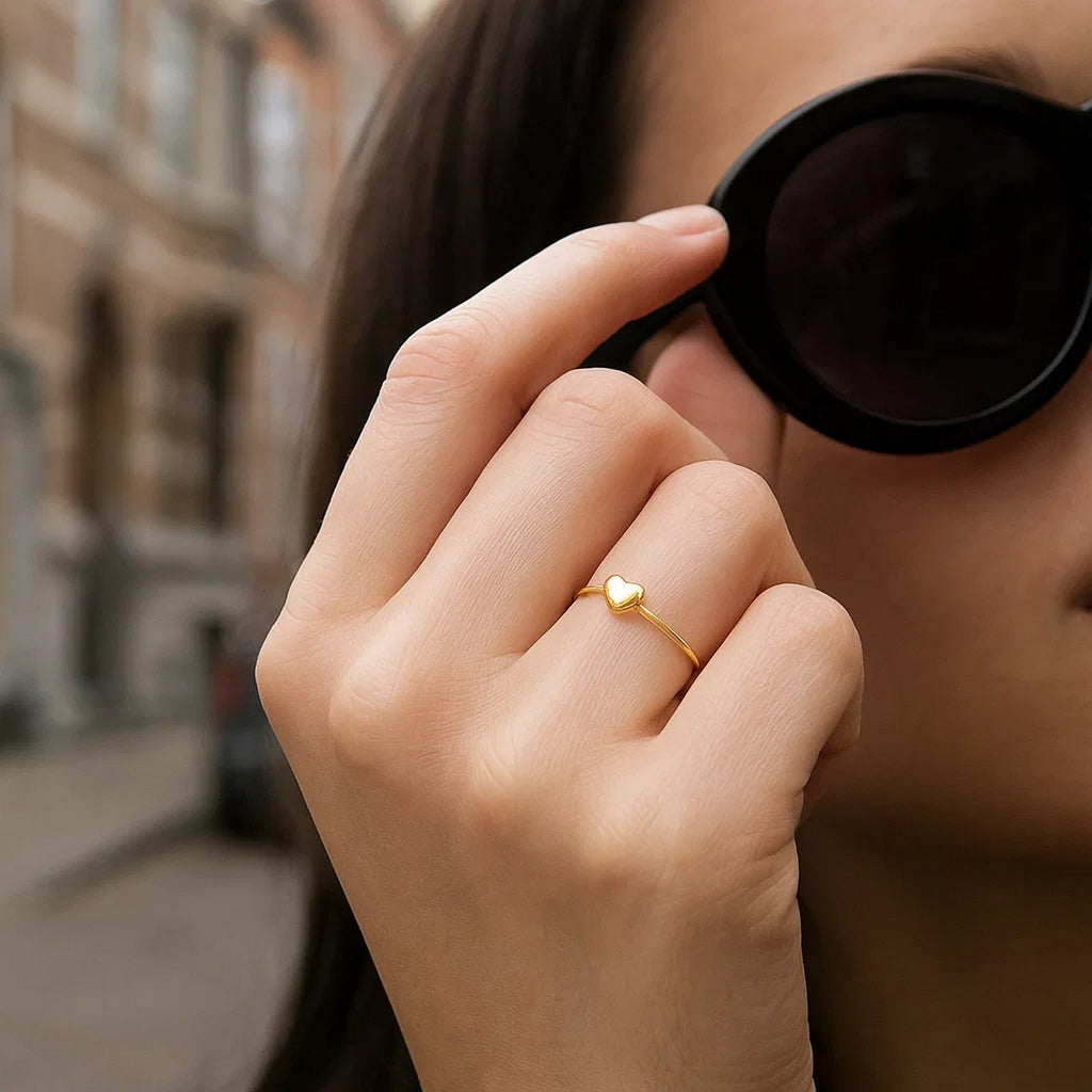 14k Yellow Gold Ring with Puffed Heart(1.40 mm)