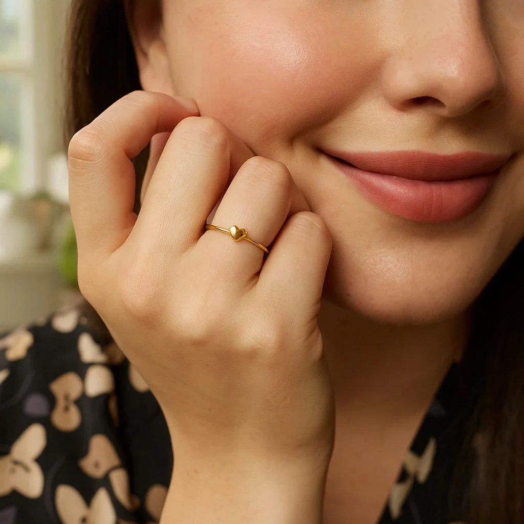 14k Yellow Gold Ring with Puffed Heart(1.40 mm)