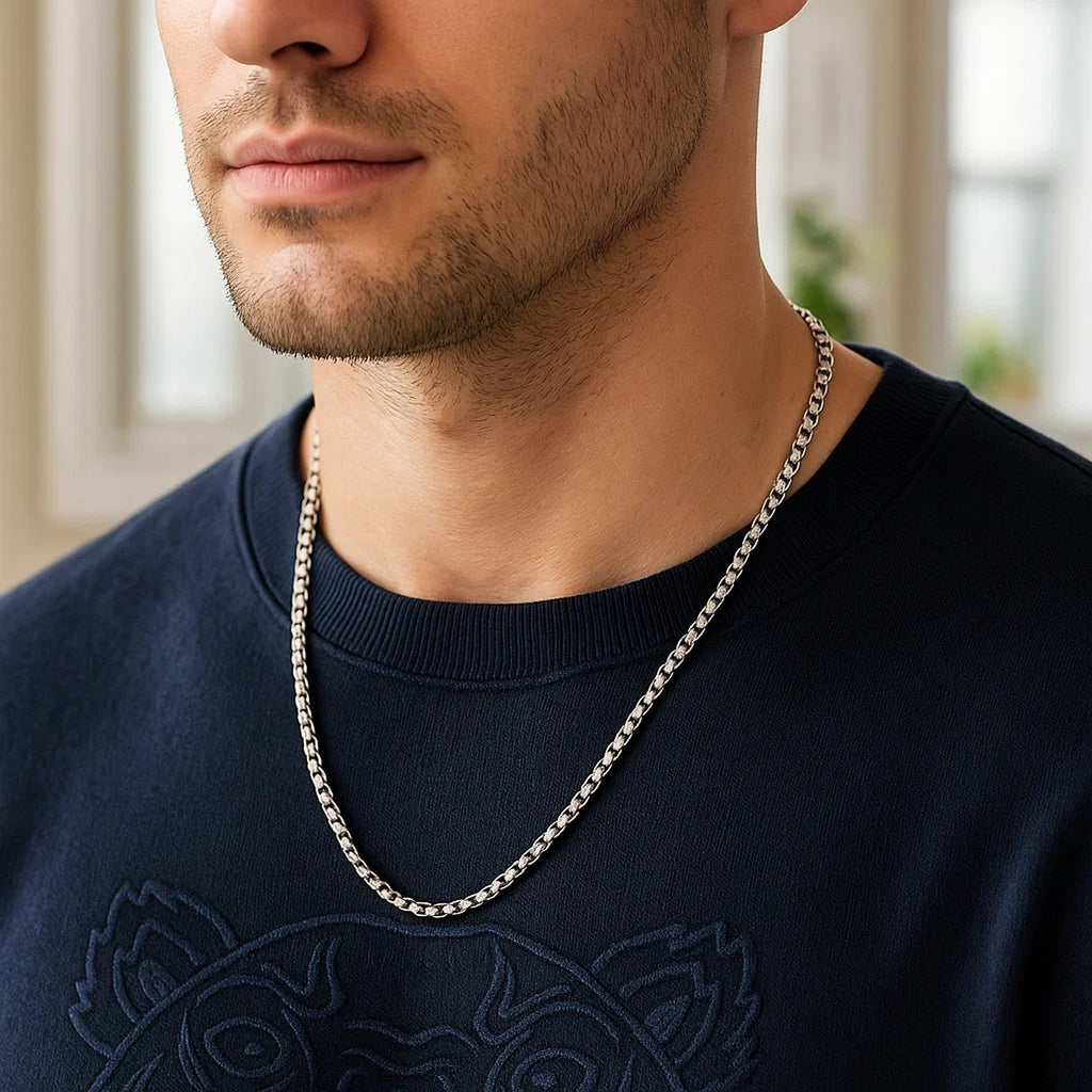 Sterling Silver Rhodium Plated Round Box Chain (2.20 mm)