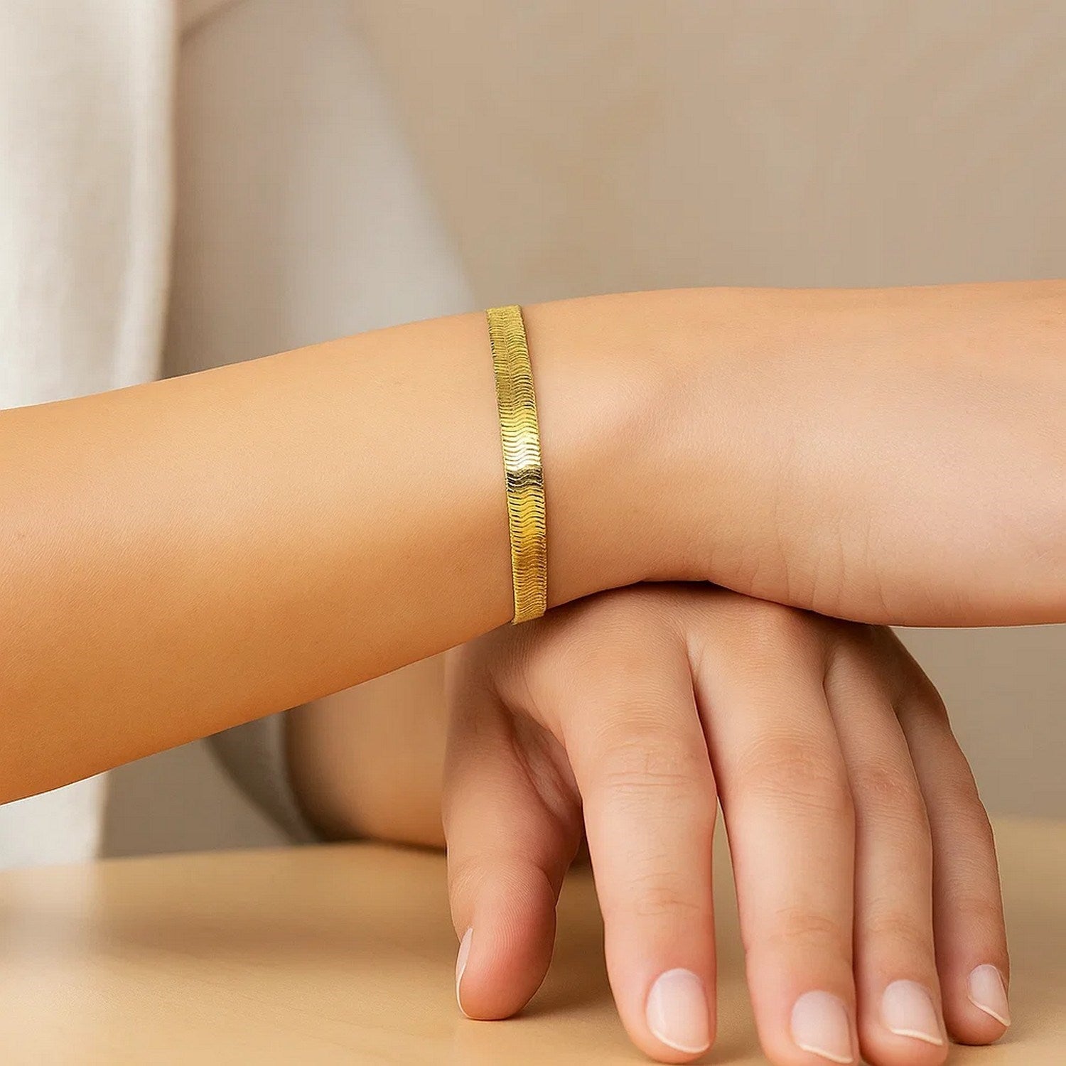 Imperial Herringbone Bracelet in 10k Yellow Gold  (5.00 mm)