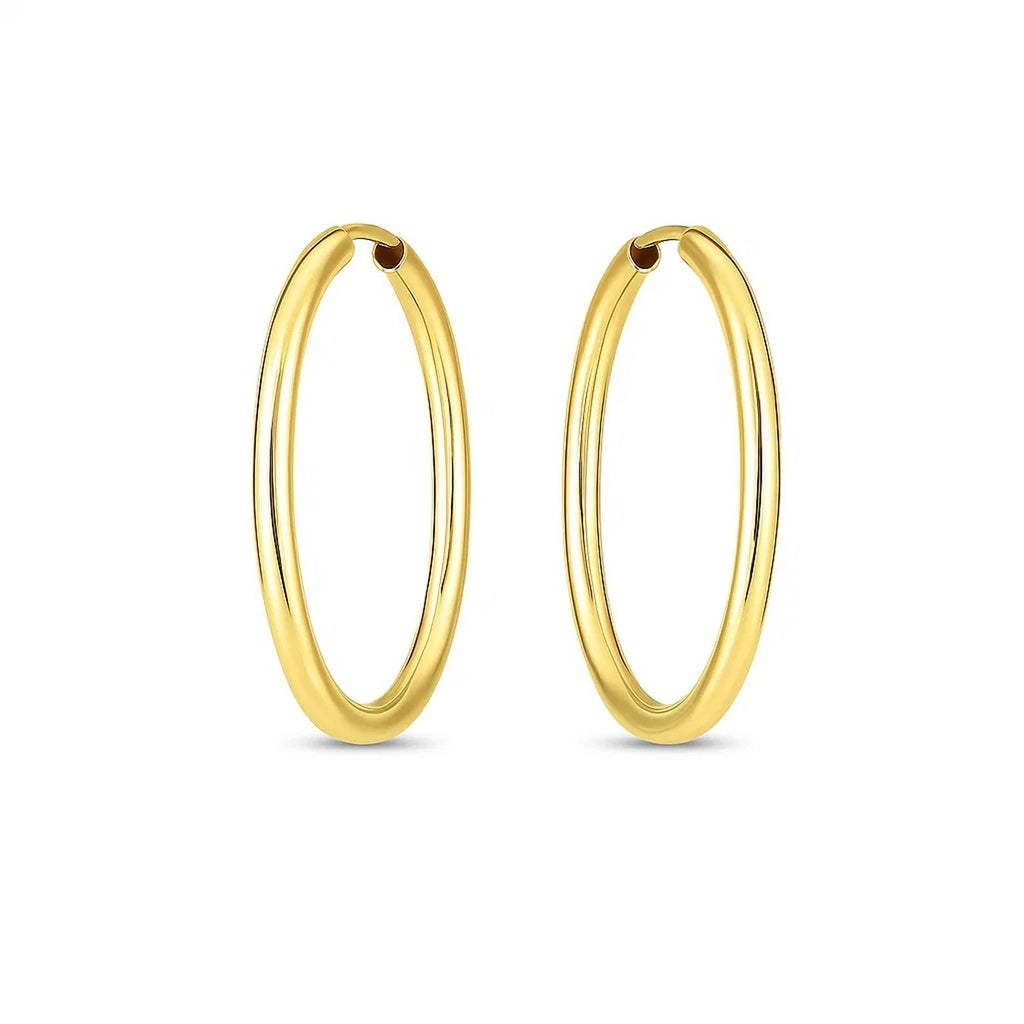 14k Yellow Gold Endless Oval Hoop Earrings(2x25mm)