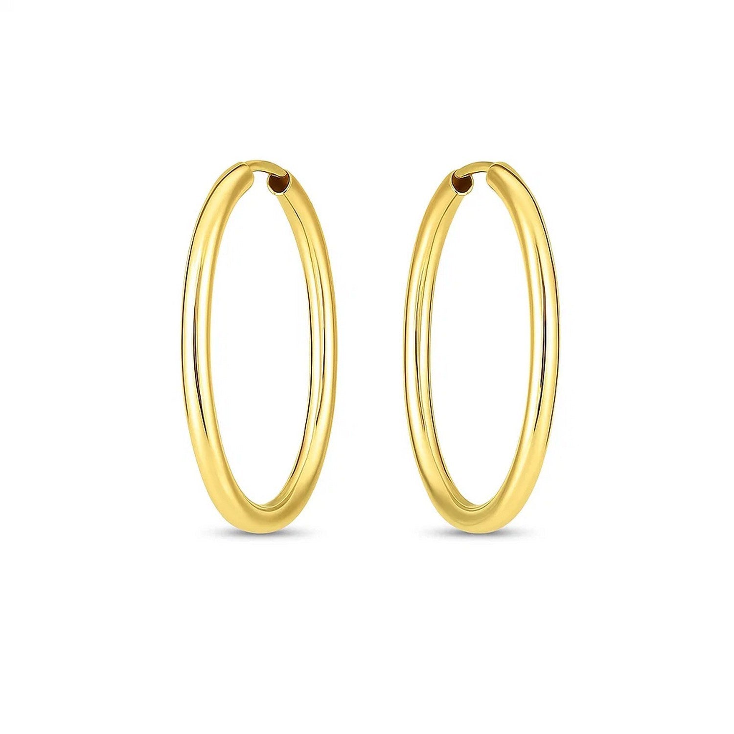14k Yellow Gold Endless Oval Hoop Earrings(2x25mm)
