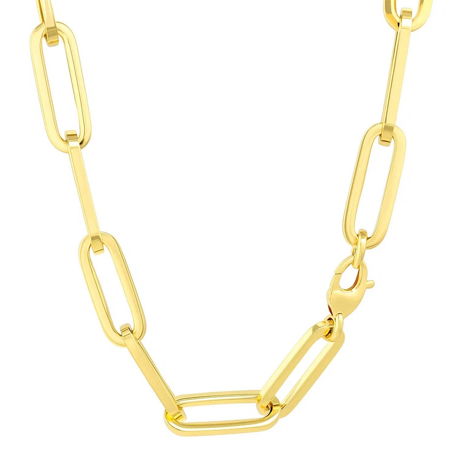 14k Yellow Gold Extra Wide Paperclip Chain Necklace