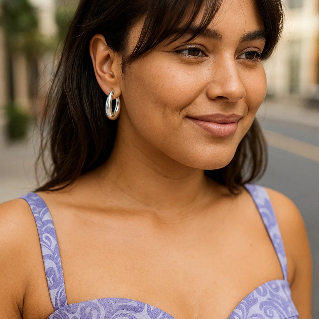 Sterling Silver Medium Graduated Hoop Earrings