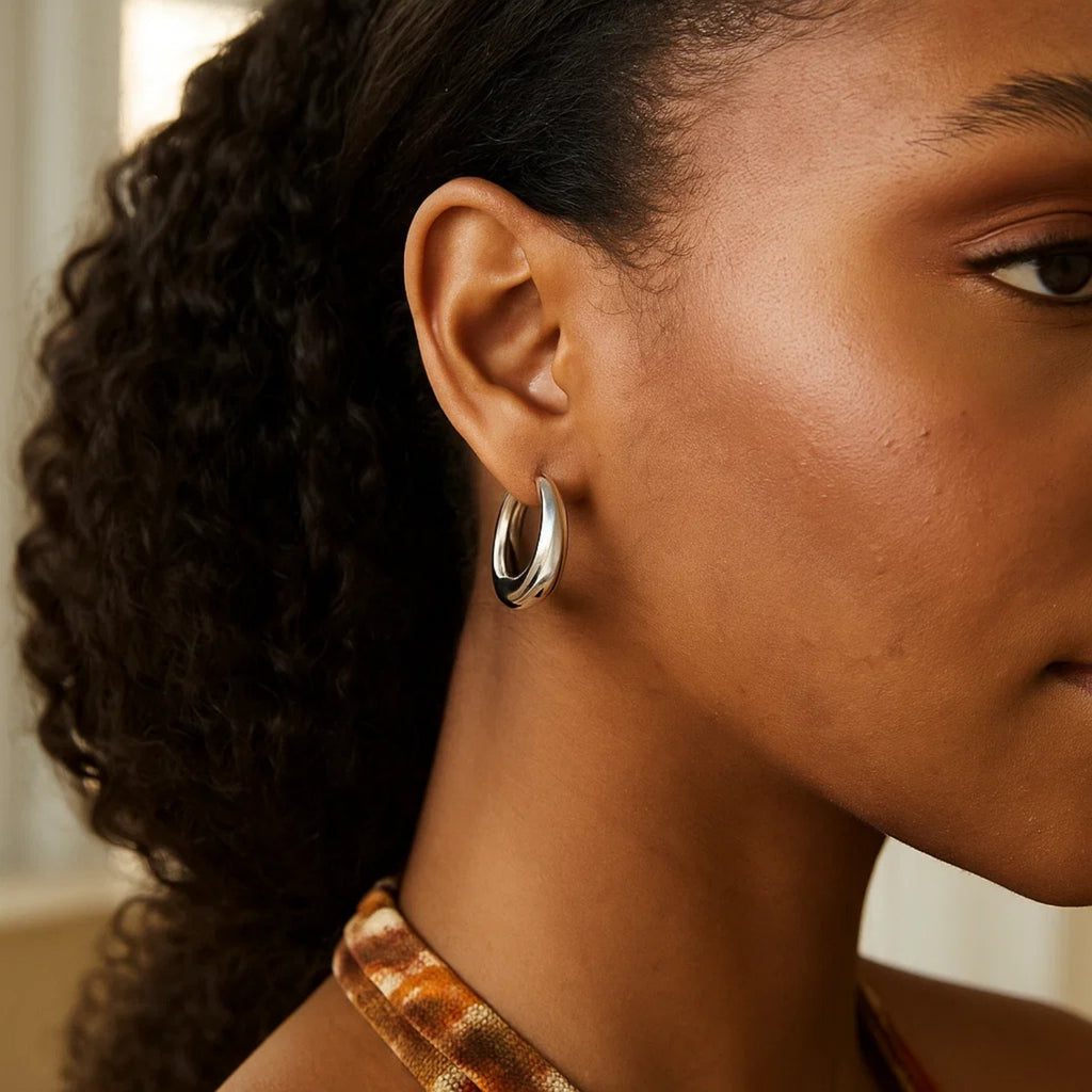 Sterling Silver Medium Graduated Hoop Earrings