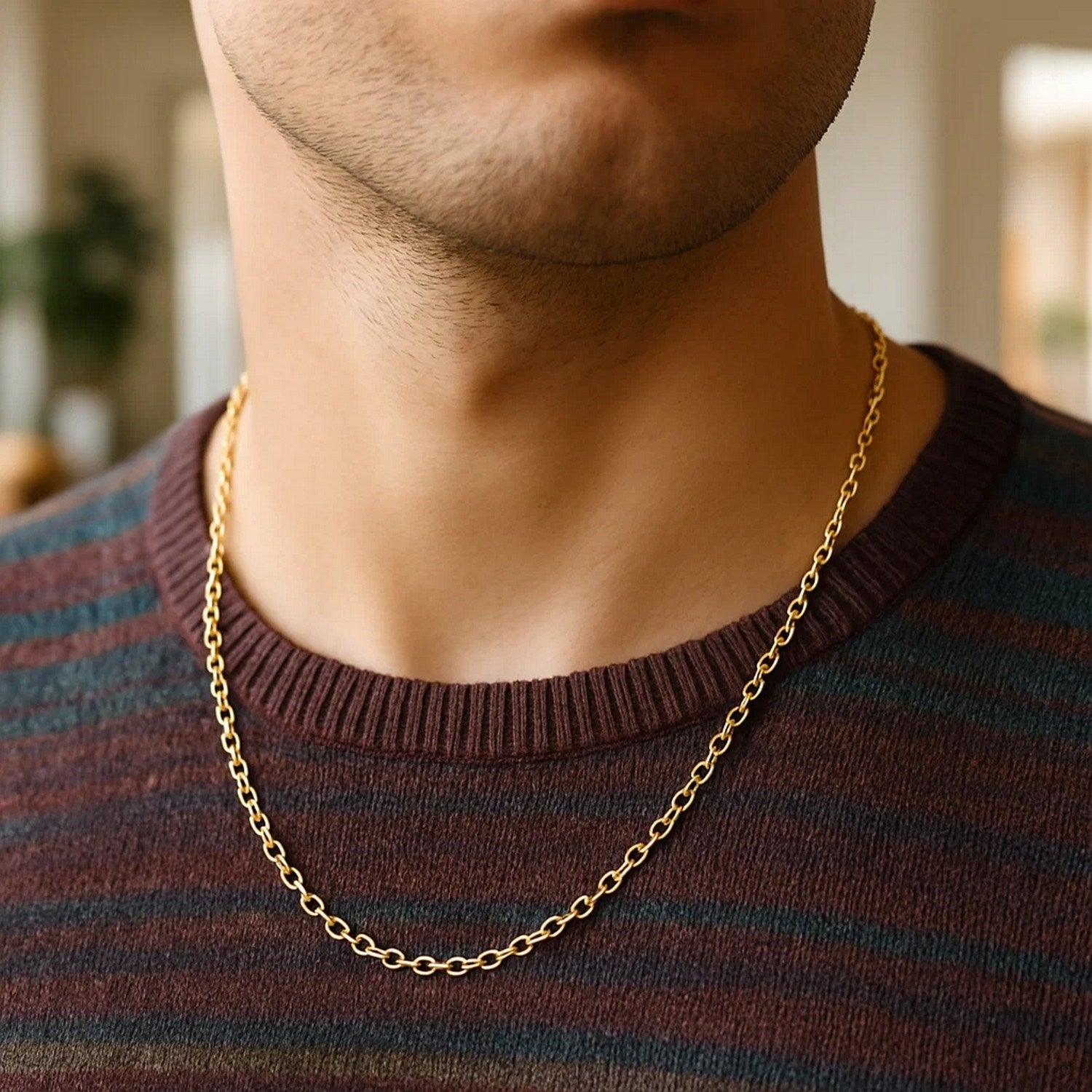 14k Yellow Gold Round Cable Link Chain (2.6 mm)