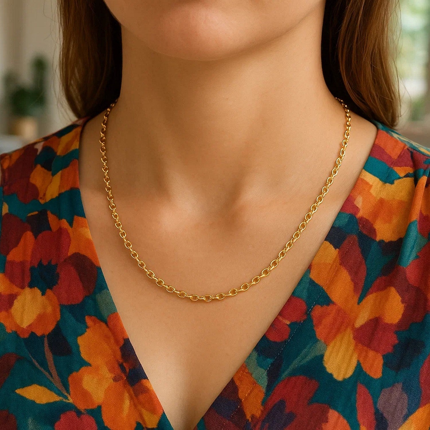 14k Yellow Gold Round Cable Link Chain (2.6 mm)