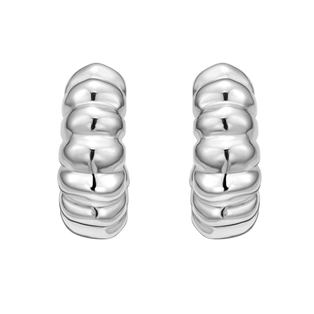 Sterling Silver Twisted C Hoop Earrings