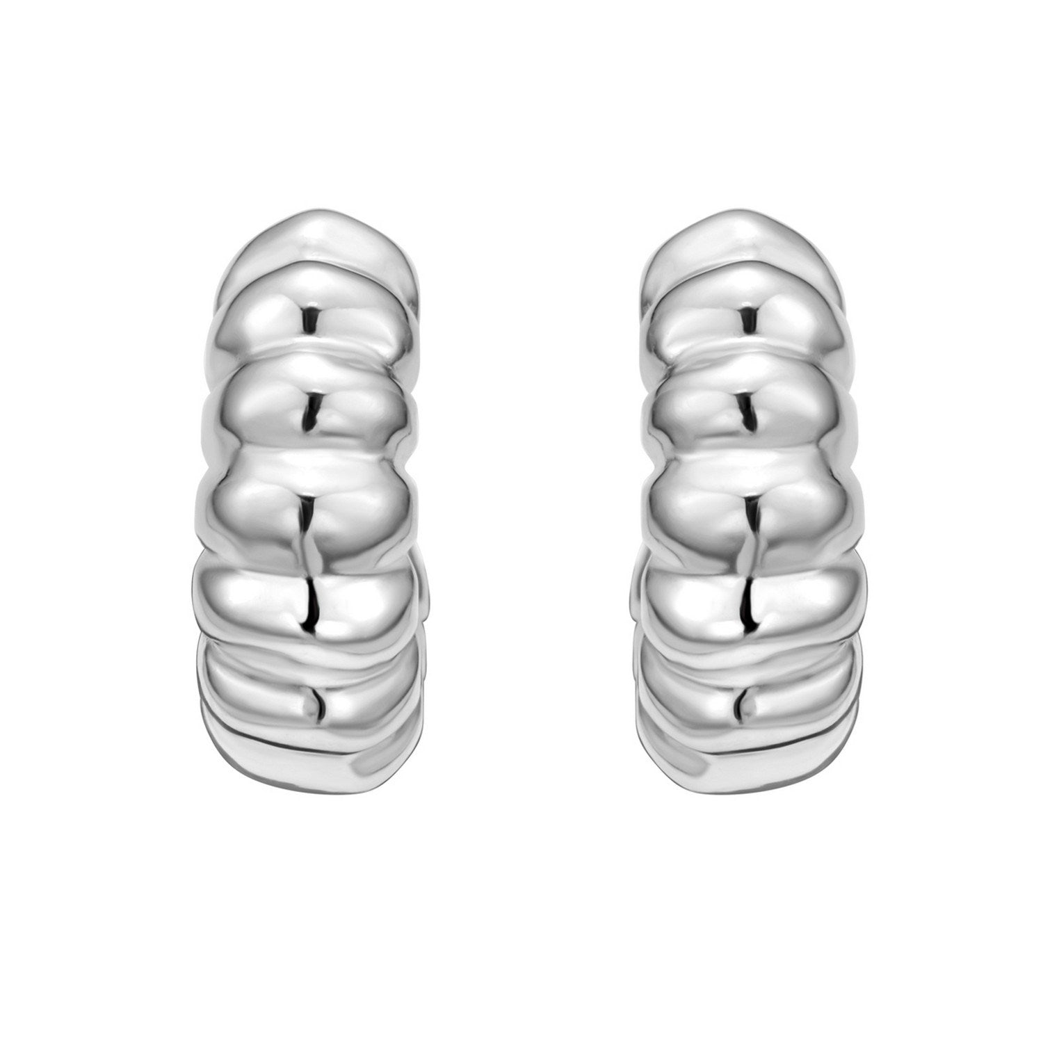 Sterling Silver Twisted C Hoop Earrings