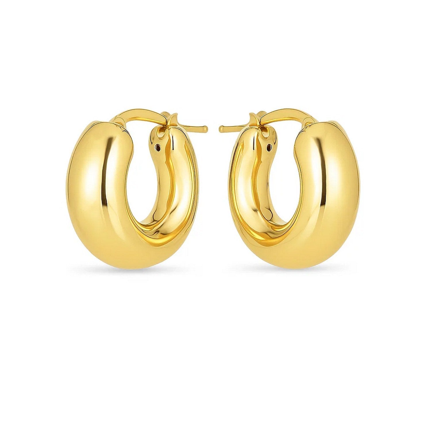 14k Yellow Gold Small Puffy Hoops