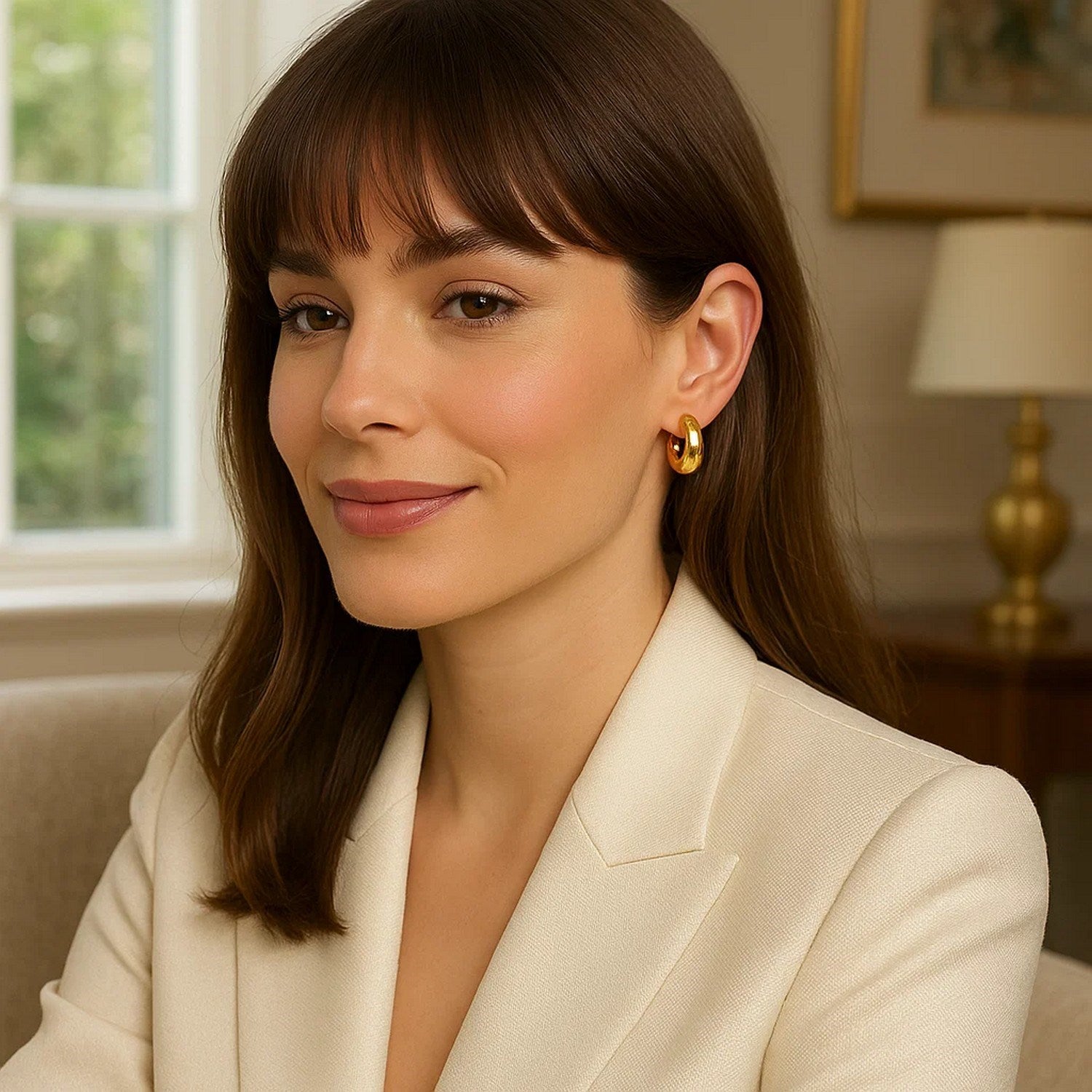 14k Yellow Gold Small Puffy Hoops