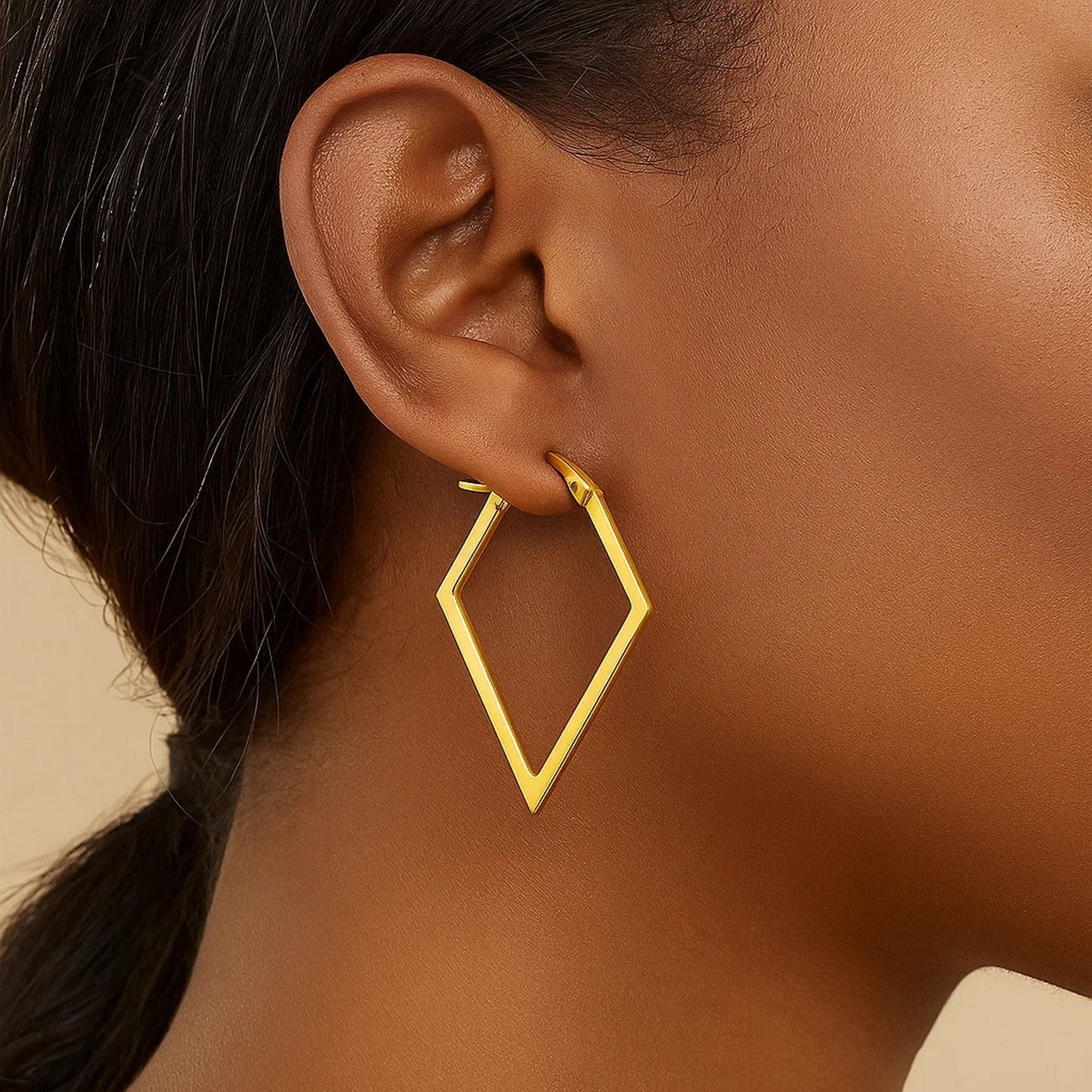 14K Yellow Gold Diamond Motif Hoop Earrings