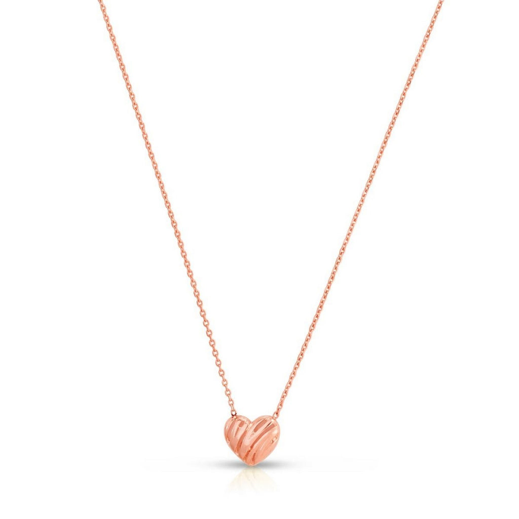 14k Rose Gold High Polish Scribbles Heart Necklace