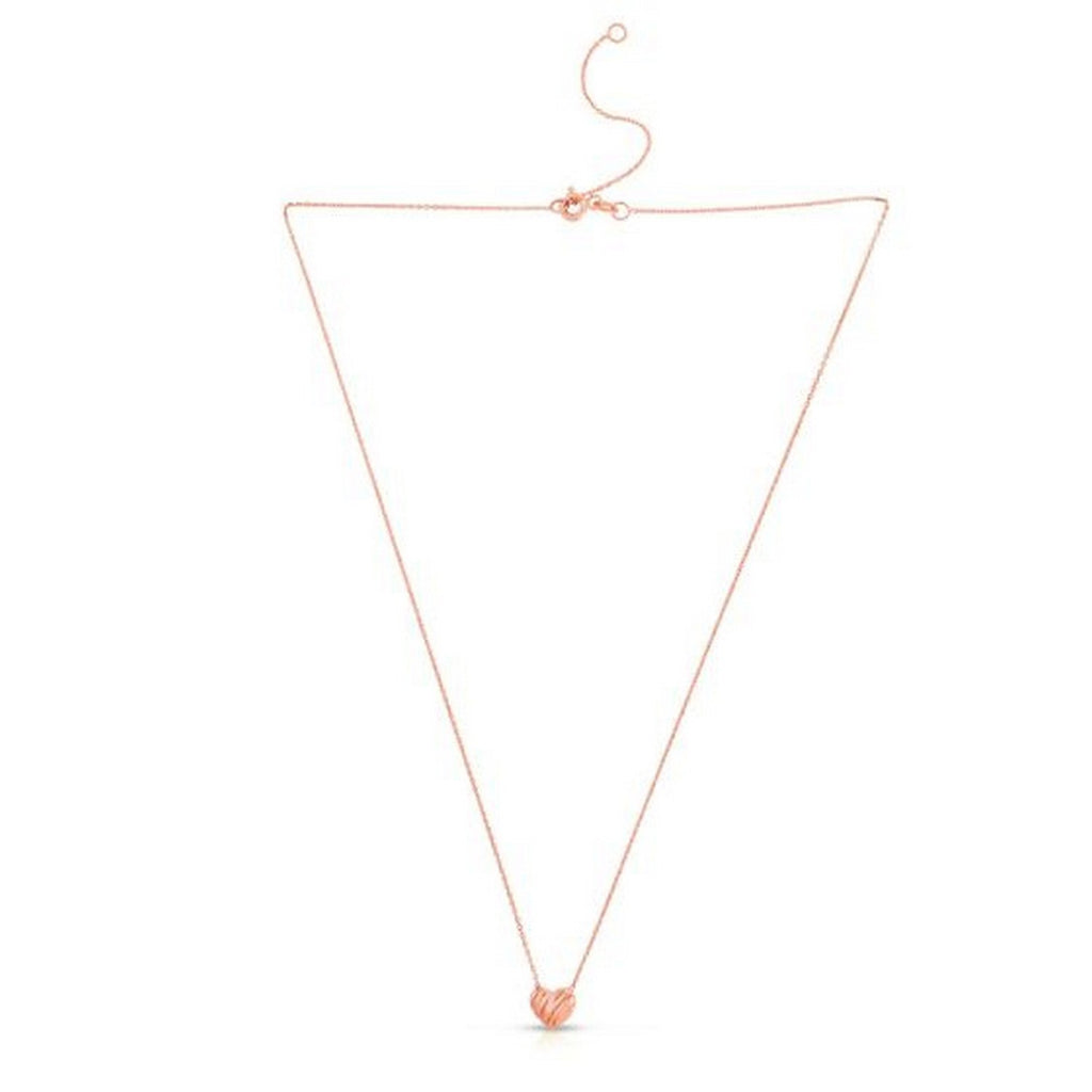 14k Rose Gold High Polish Scribbles Heart Necklace