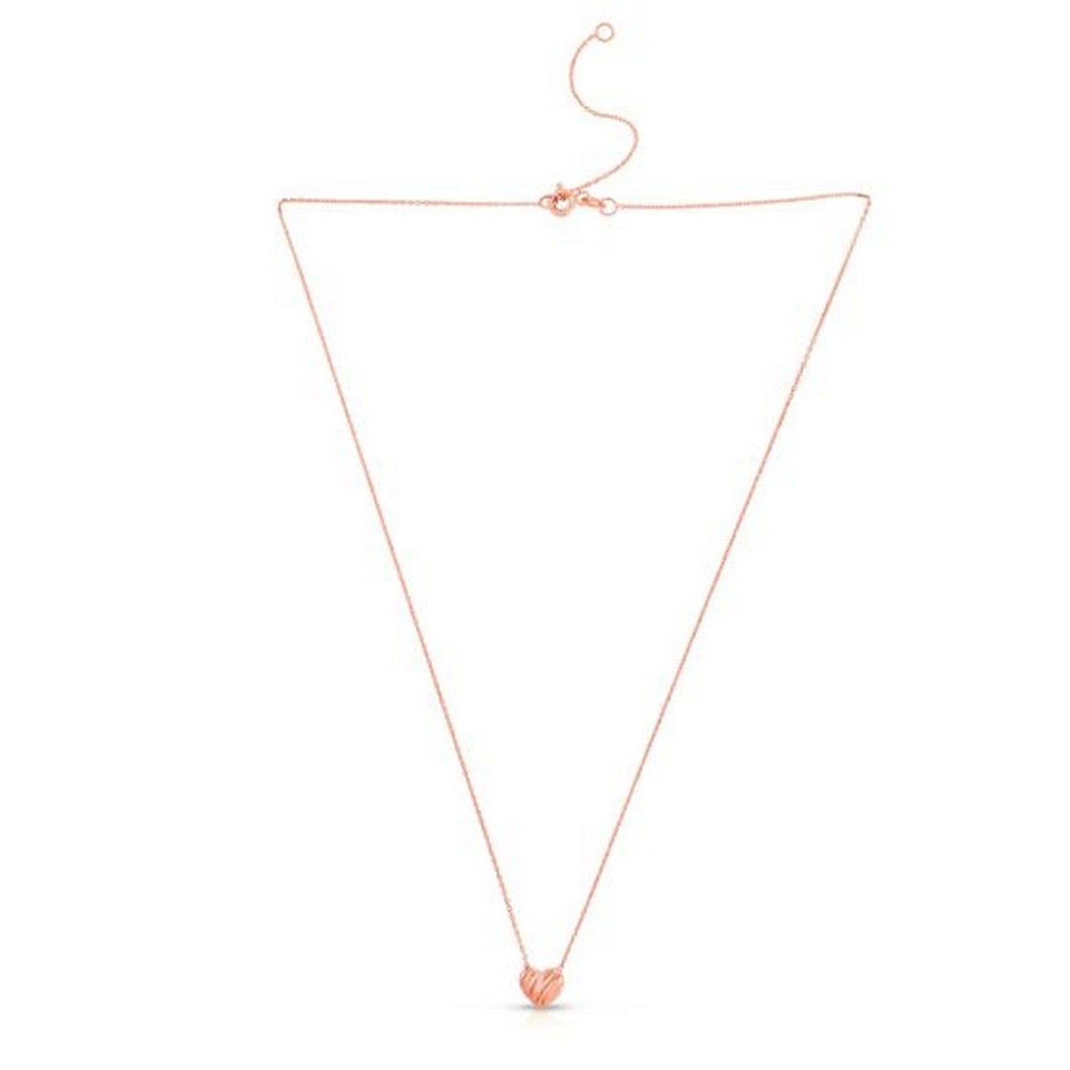 14k Rose Gold High Polish Scribbles Heart Necklace
