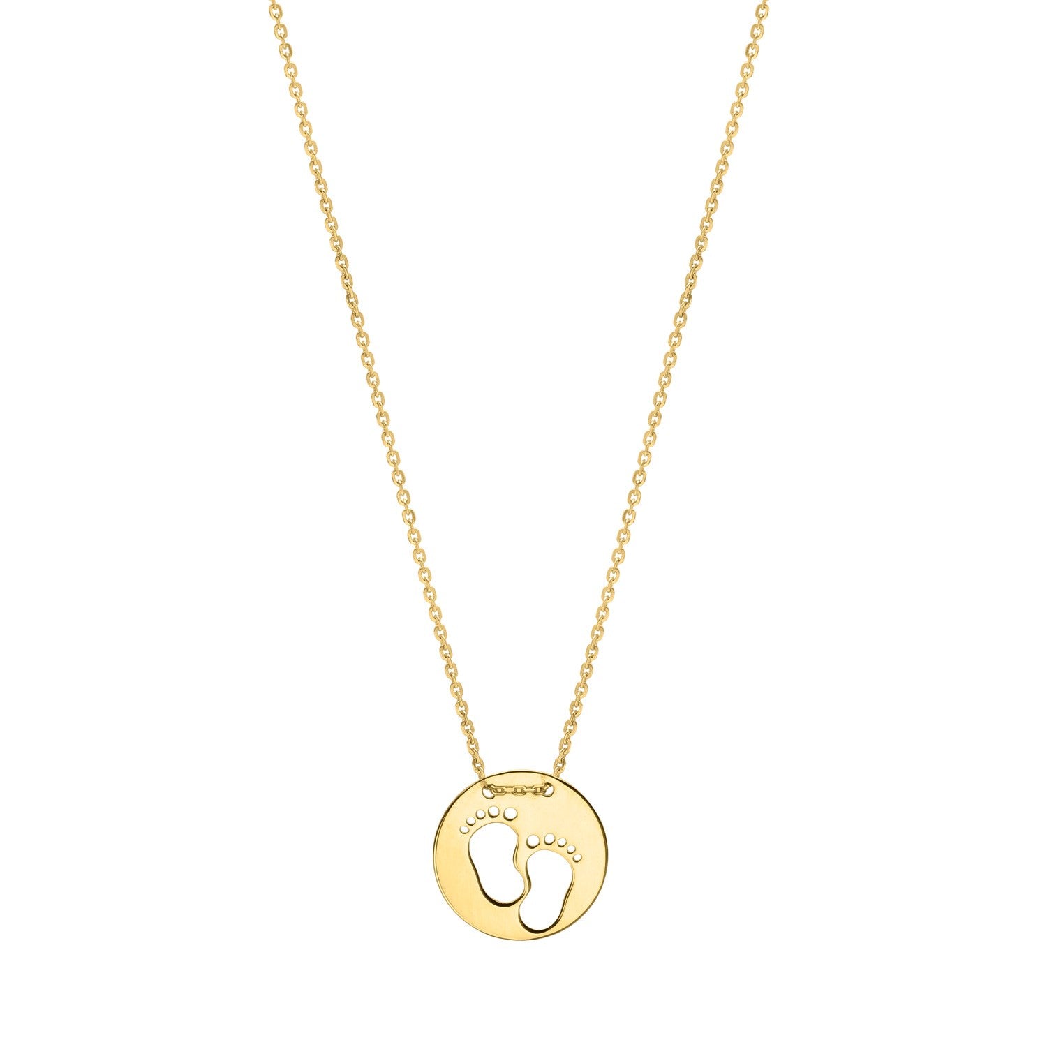 Baby Footprints Necklace in 10K Yellow Gold
