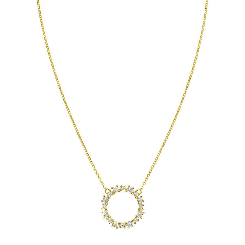 14K Yellow Gold Diamon Oro Circle Necklace