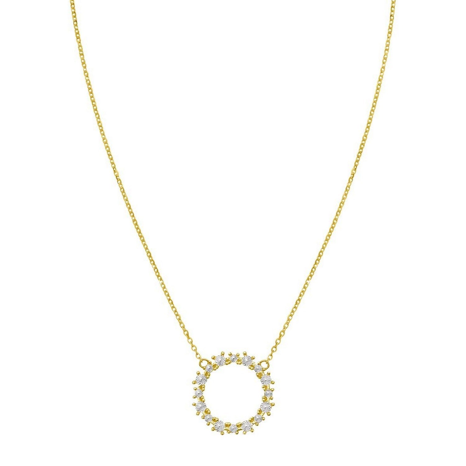 14K Yellow Gold Diamon Oro Circle Necklace