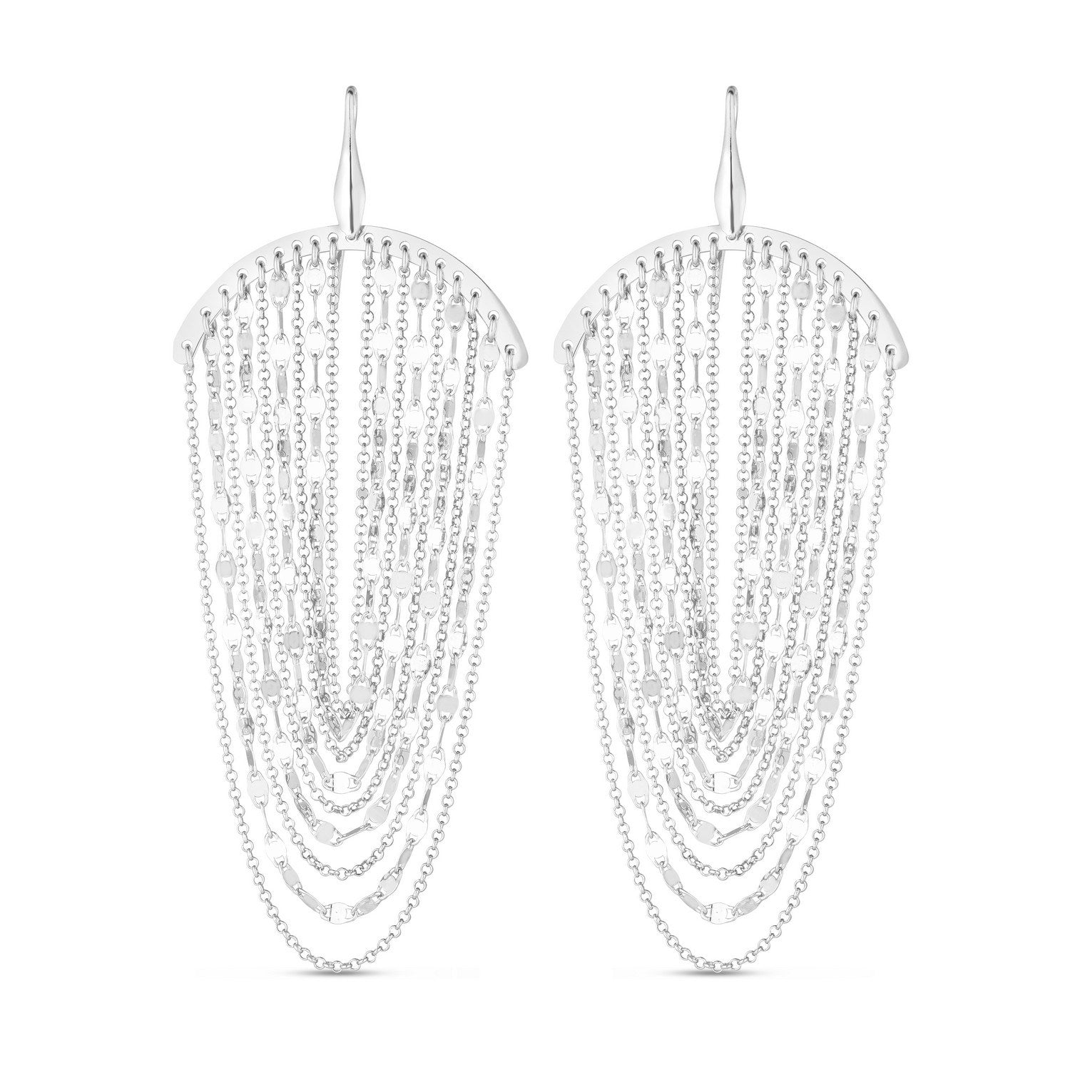 Sterling Silver Multi Strand Chain Drop Chandelier Earrings