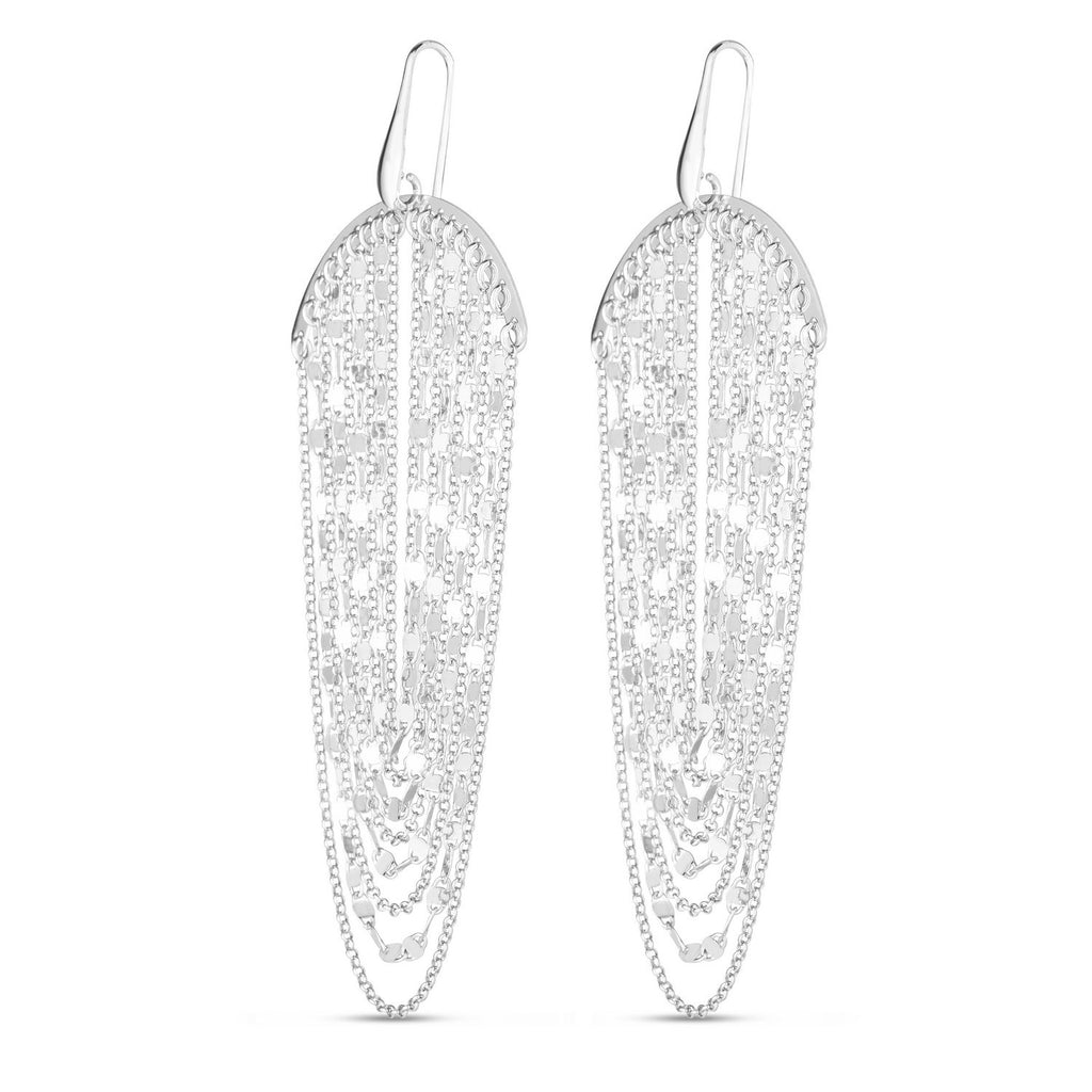 Sterling Silver Multi Strand Chain Drop Chandelier Earrings