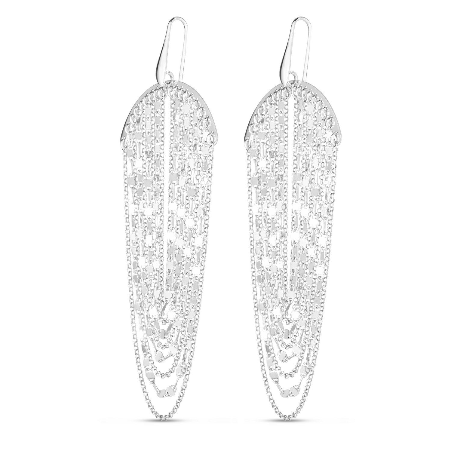 Sterling Silver Multi Strand Chain Drop Chandelier Earrings