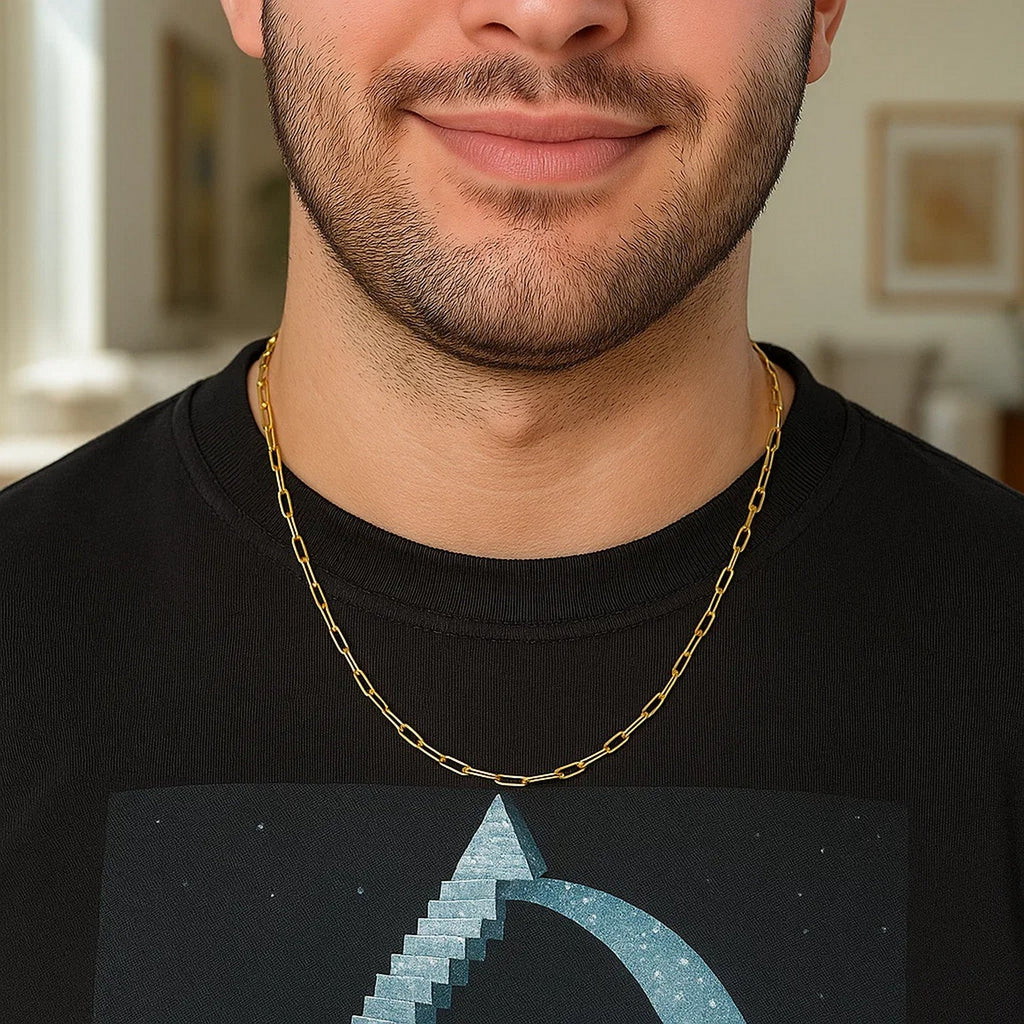 Sterling Silver Gold Plated Paperclip Chain (1.80 mm)