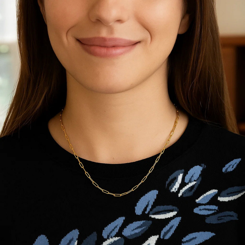 Sterling Silver Gold Plated Paperclip Chain (1.80 mm)