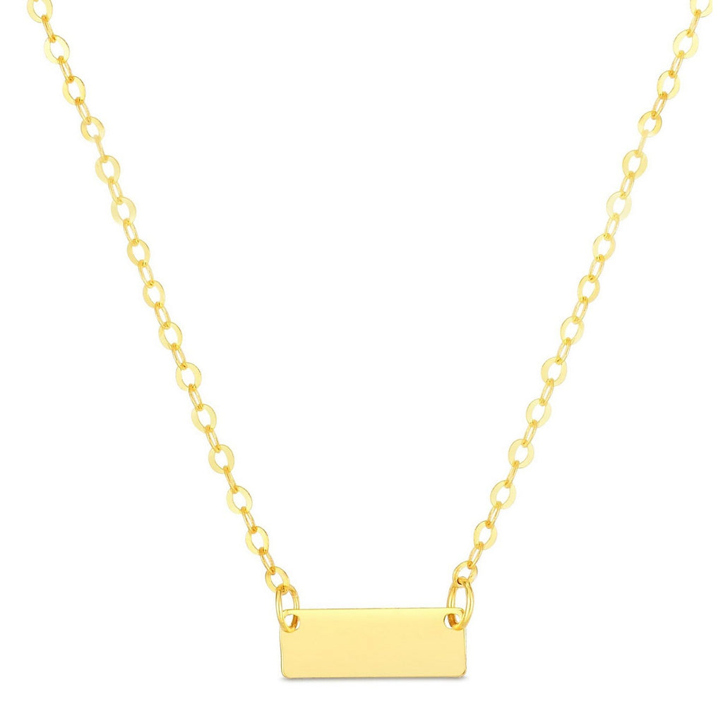 14k Yellow Gold Polished Mini Bar Necklace