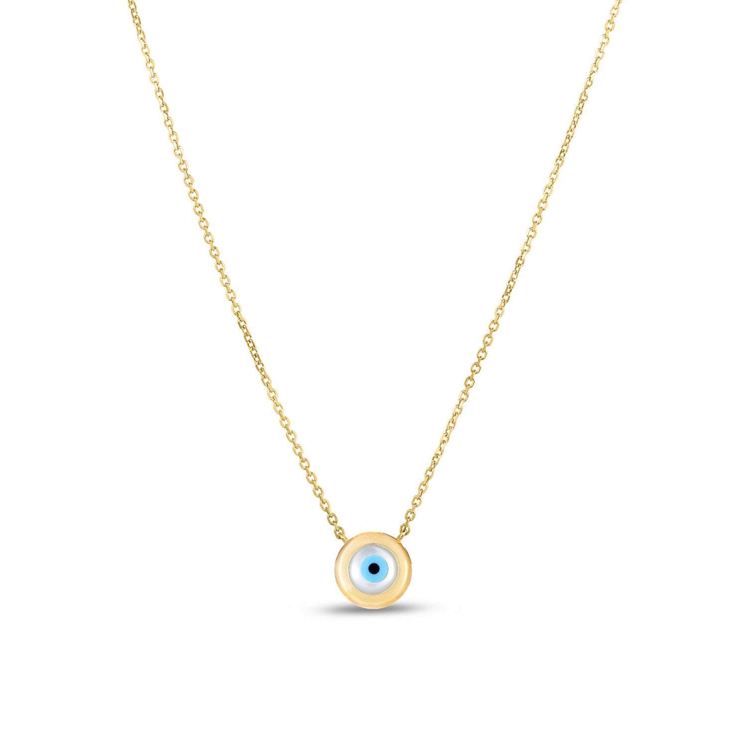 14k Yellow Gold MOP Evil Eye Necklace