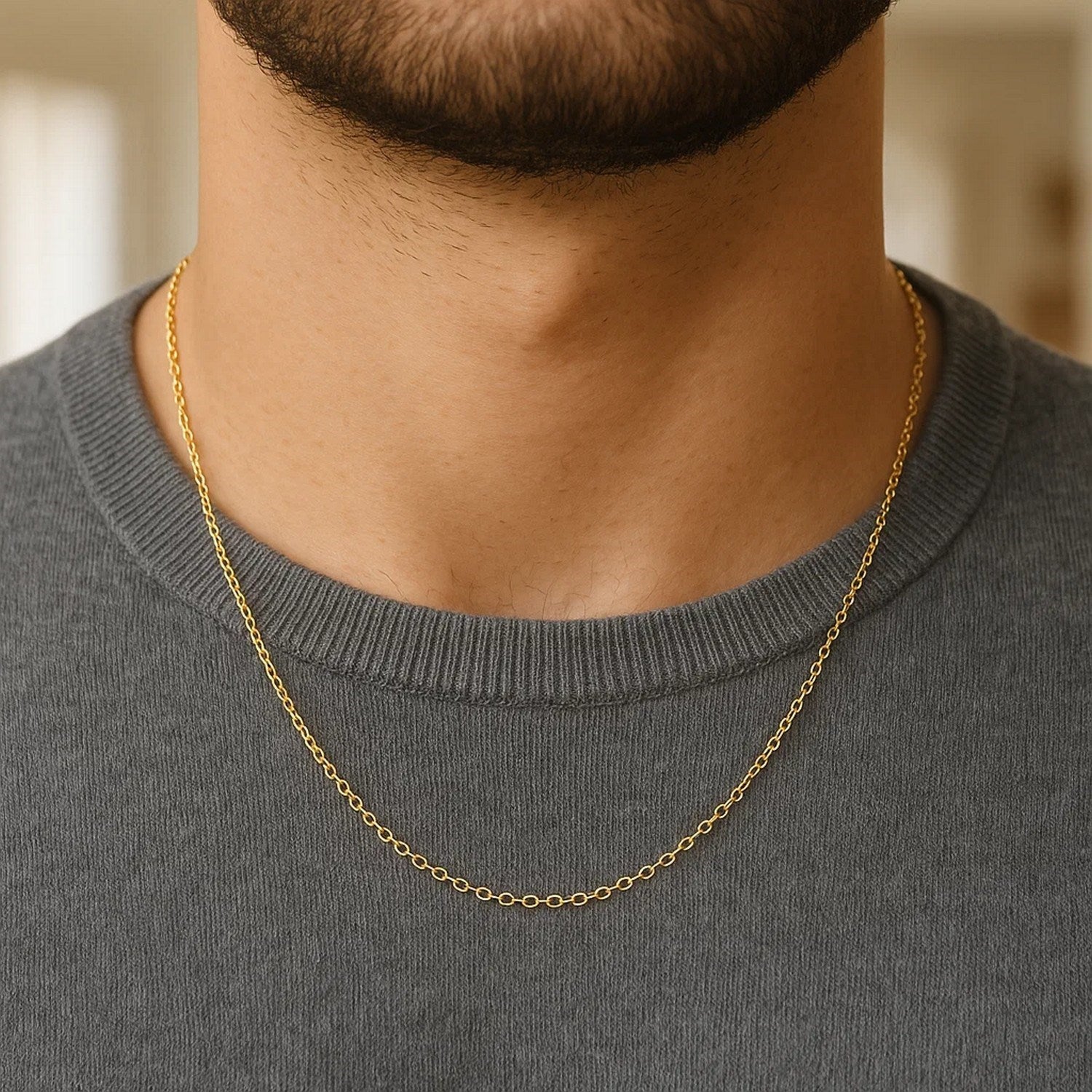 14k Yellow Gold Round Cable Link Chain (1.1 mm)