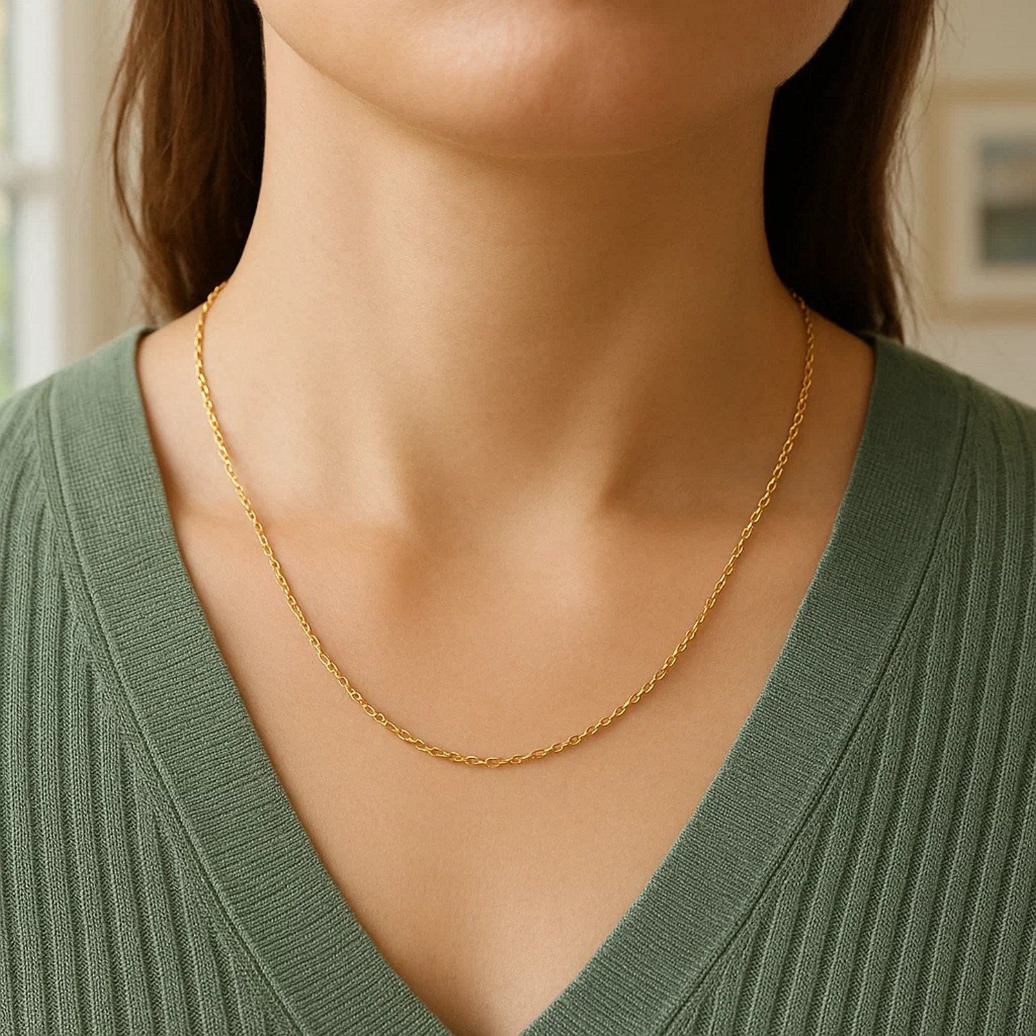 14k Yellow Gold Round Cable Link Chain (1.1 mm)