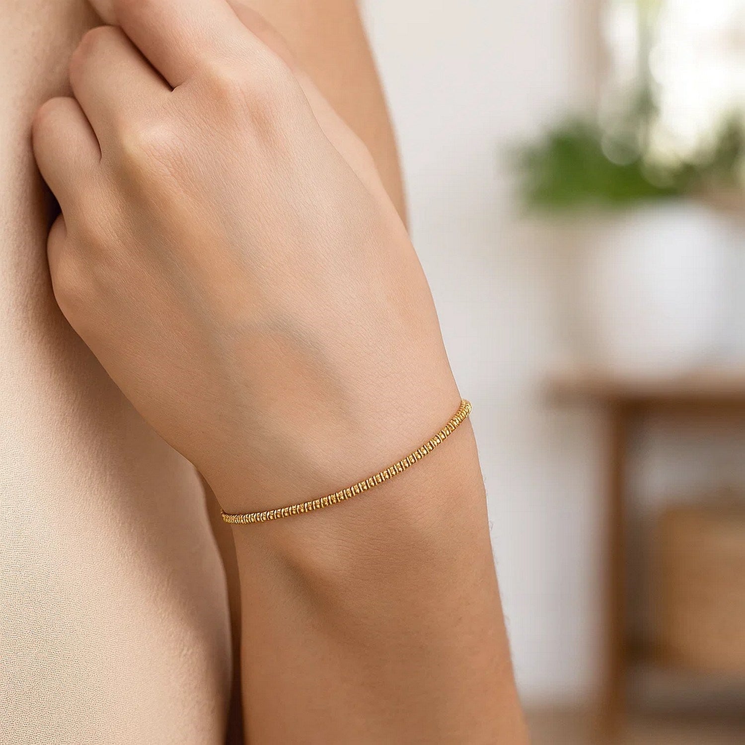 14K Yellow Gold Sparkle Spring Chain Bracelet (2.70 mm)