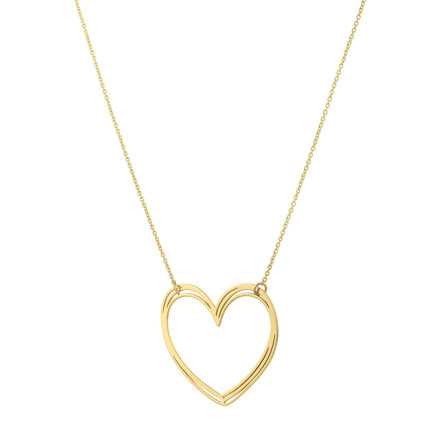 Large Open Heart Necklace in 14K Yellow Gold