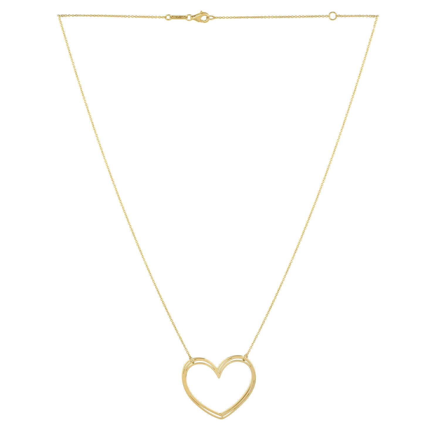 Large Open Heart Necklace in 14K Yellow Gold