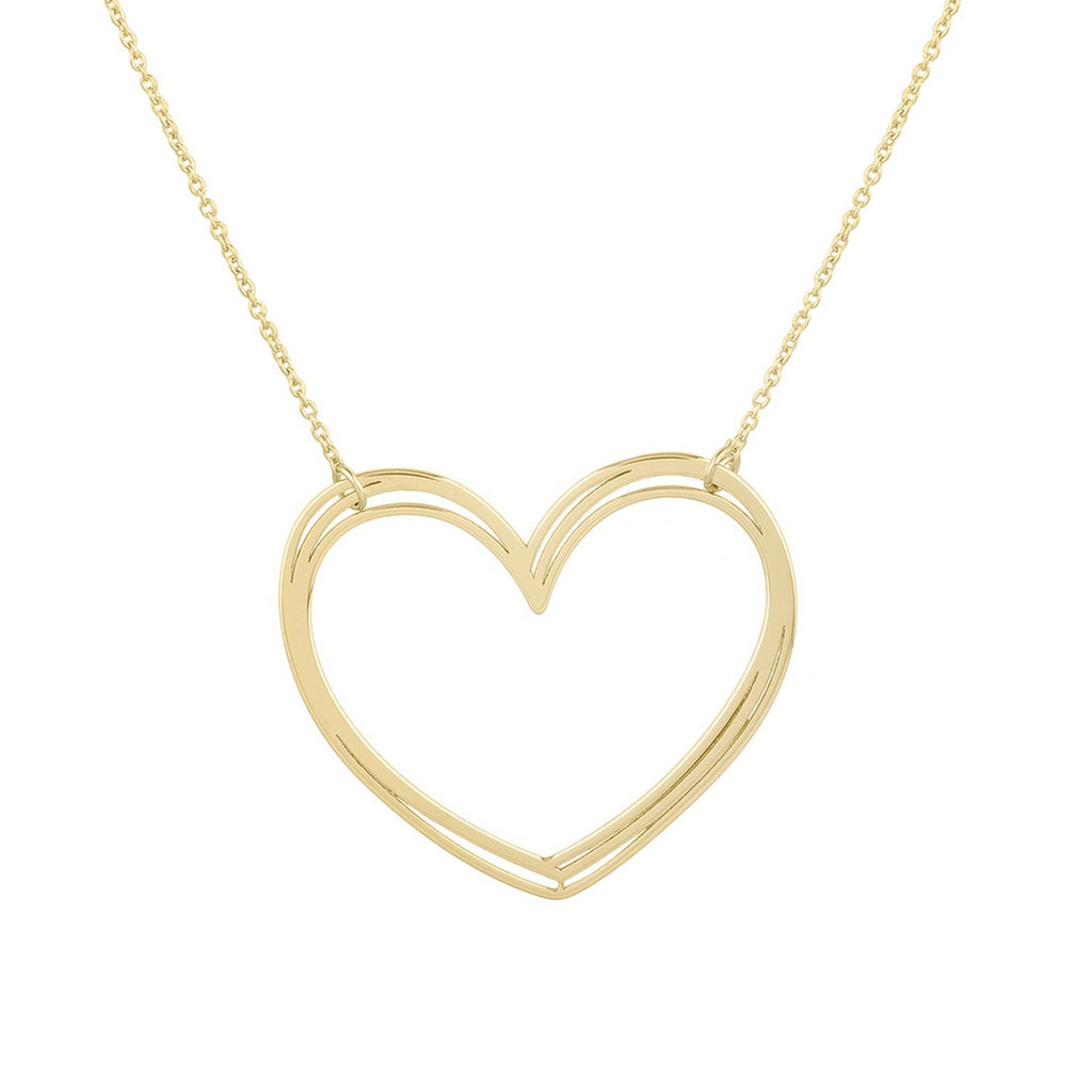 Large Open Heart Necklace in 14K Yellow Gold