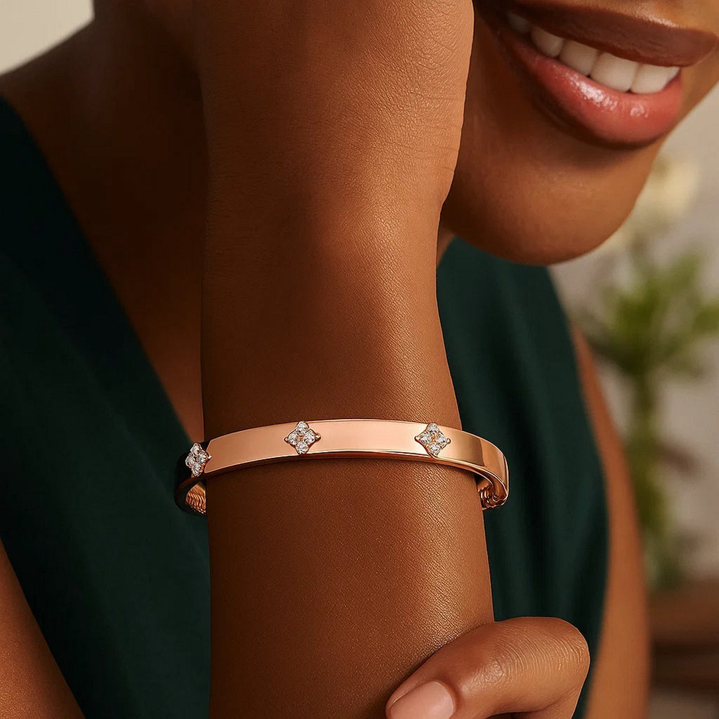 14k Rose Gold Trilogy Diamond Bangle (5.40 mm)