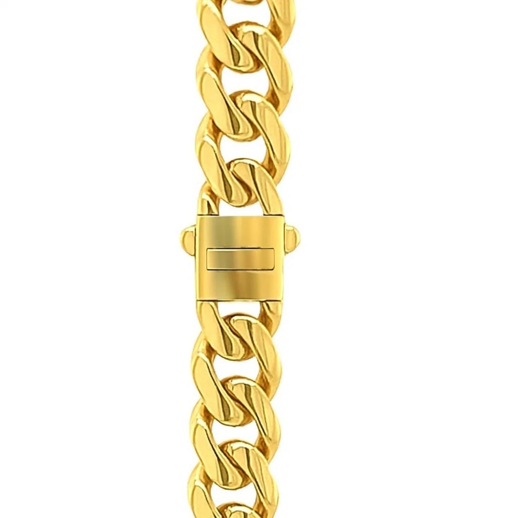 14k Yellow Gold Polished Miami Cuban Chain Necklace