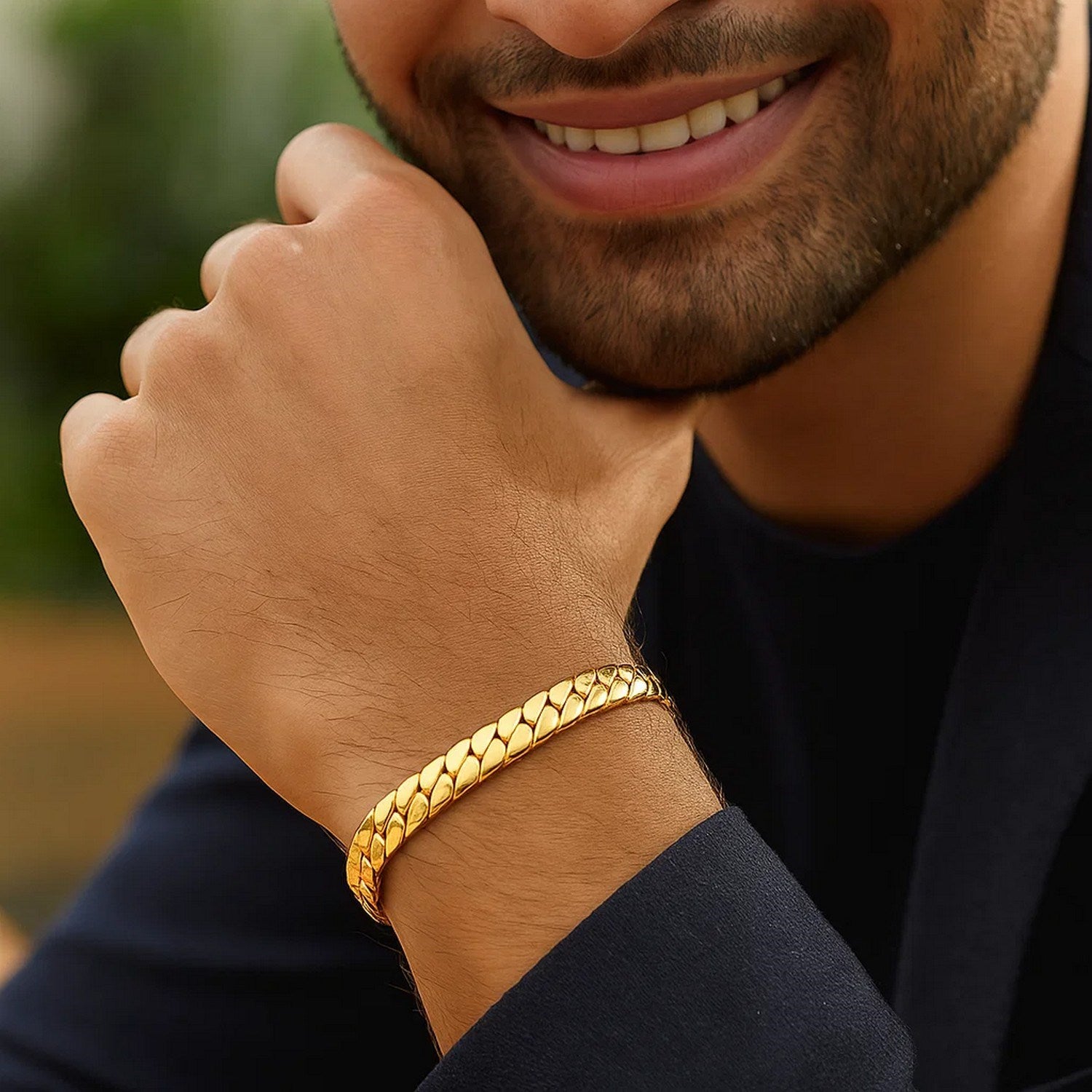 14k Yellow Gold 8 inch Mens Curb Chain Bracelet (8.00 mm)