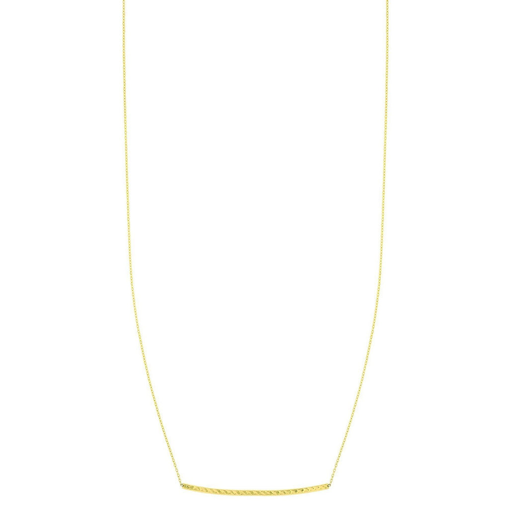 14k Yellow Gold Thin Textured Bar Necklace