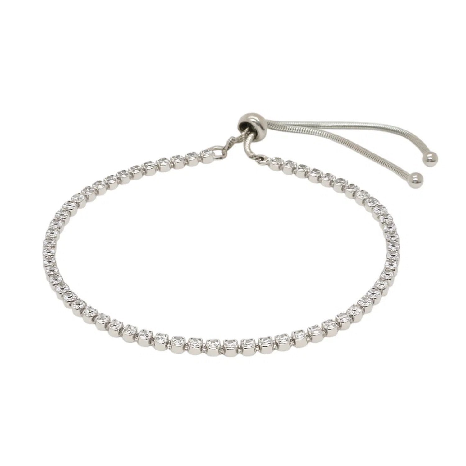 Adjustable Tennis Style Bracelet with Cubic Zirconia in Sterling Silver(4.00 mm)
