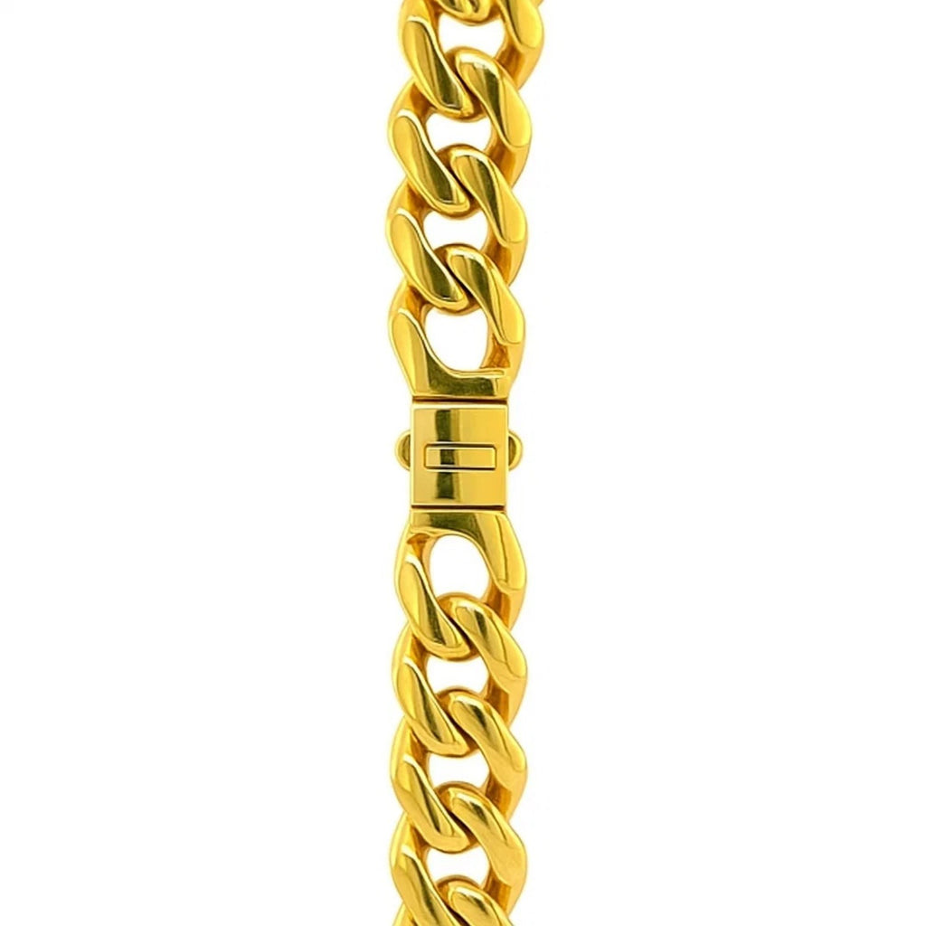 14k Yellow Gold Polished Miami Cuban Chain Necklace