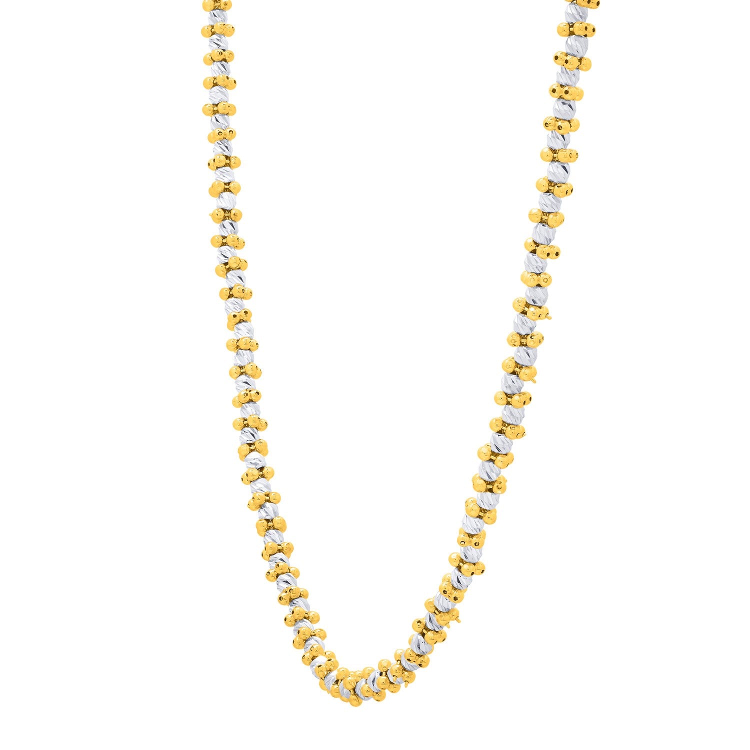 Two Tone Pallina Bead Necklace in 14K Gold