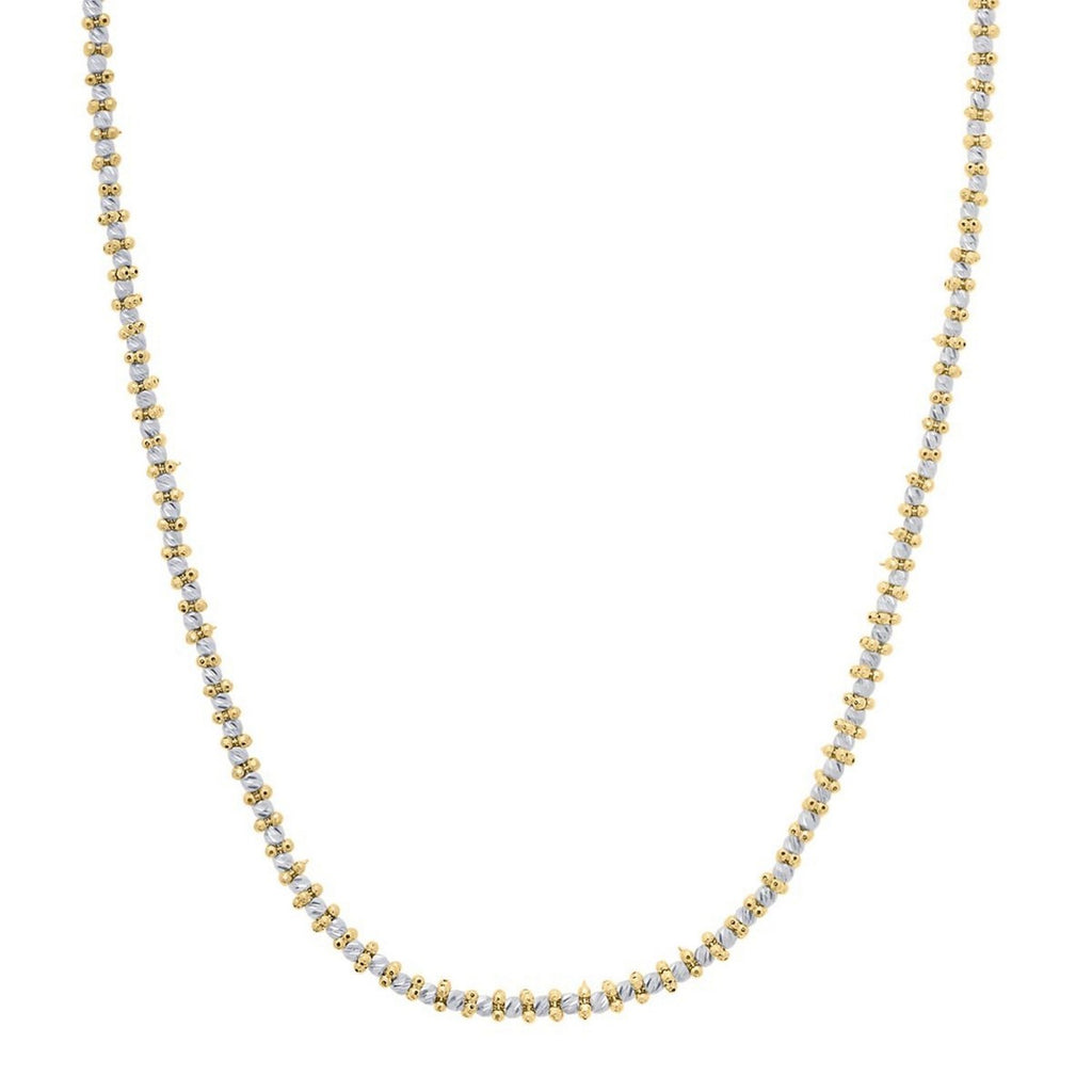 Two Tone Pallina Bead Necklace in 14K Gold