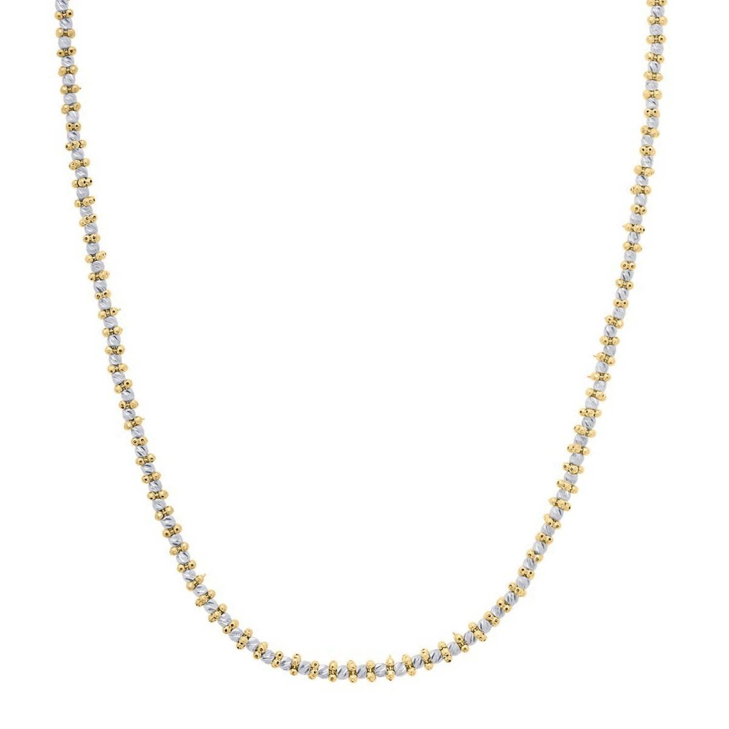 Two Tone Pallina Bead Necklace in 14K Gold