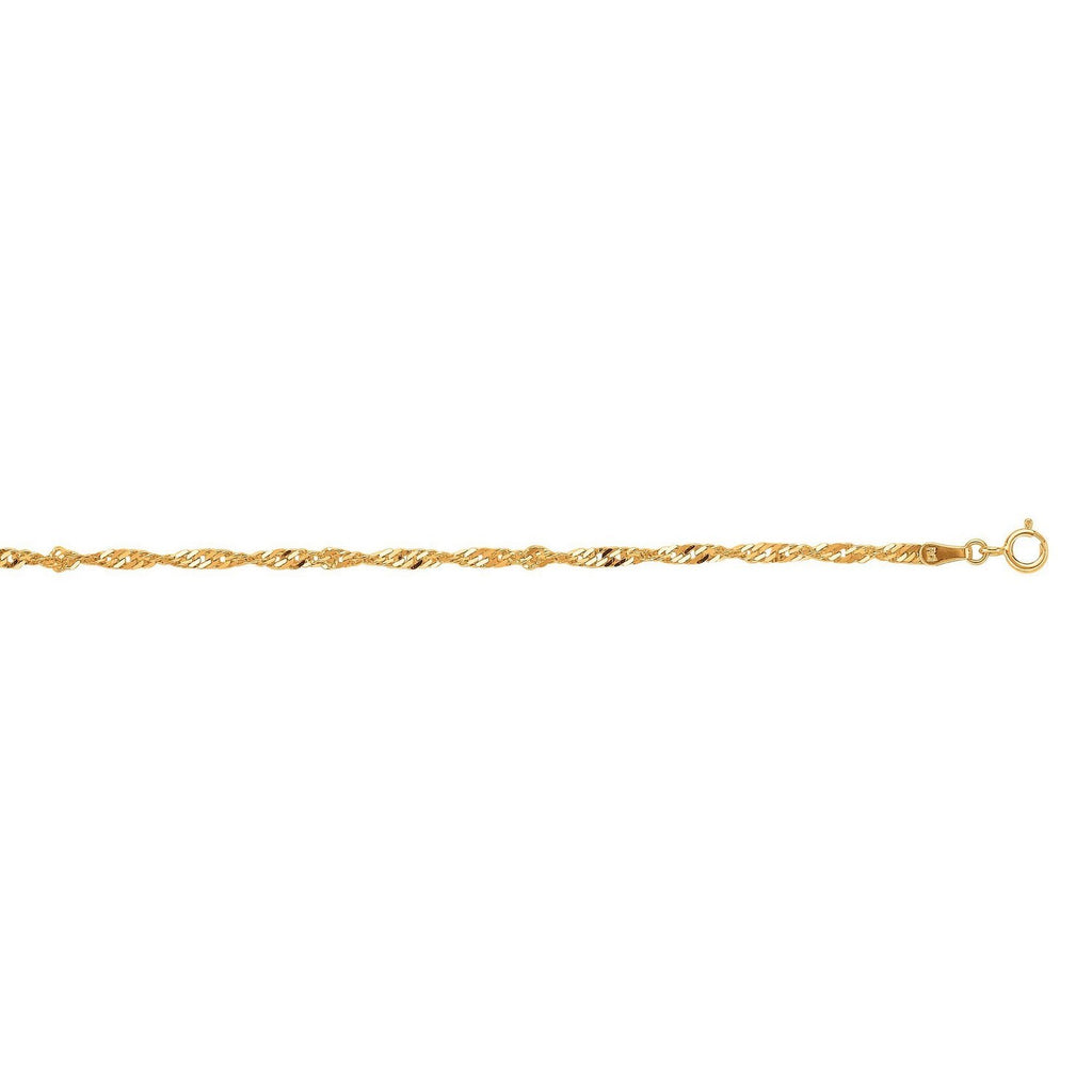10k Yellow Gold Singapore Anklet 2.2mm