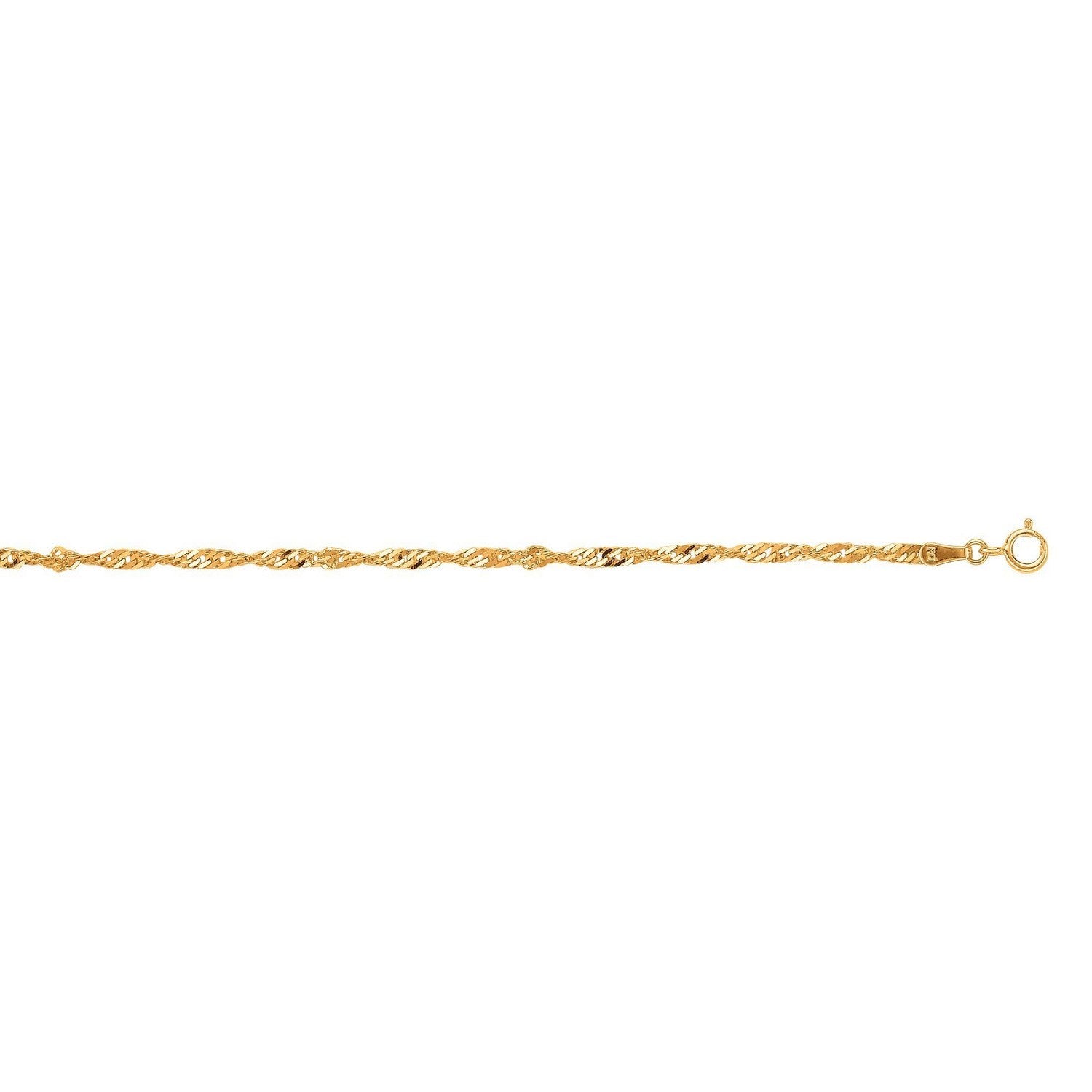10k Yellow Gold Singapore Anklet 2.2mm