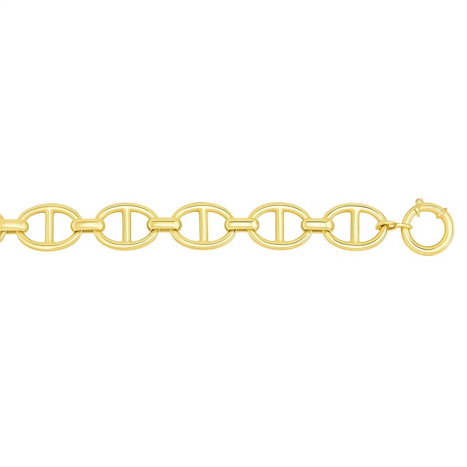 14k Yellow Gold High Polish Oval Mariner Link Necklace (13.8mm)