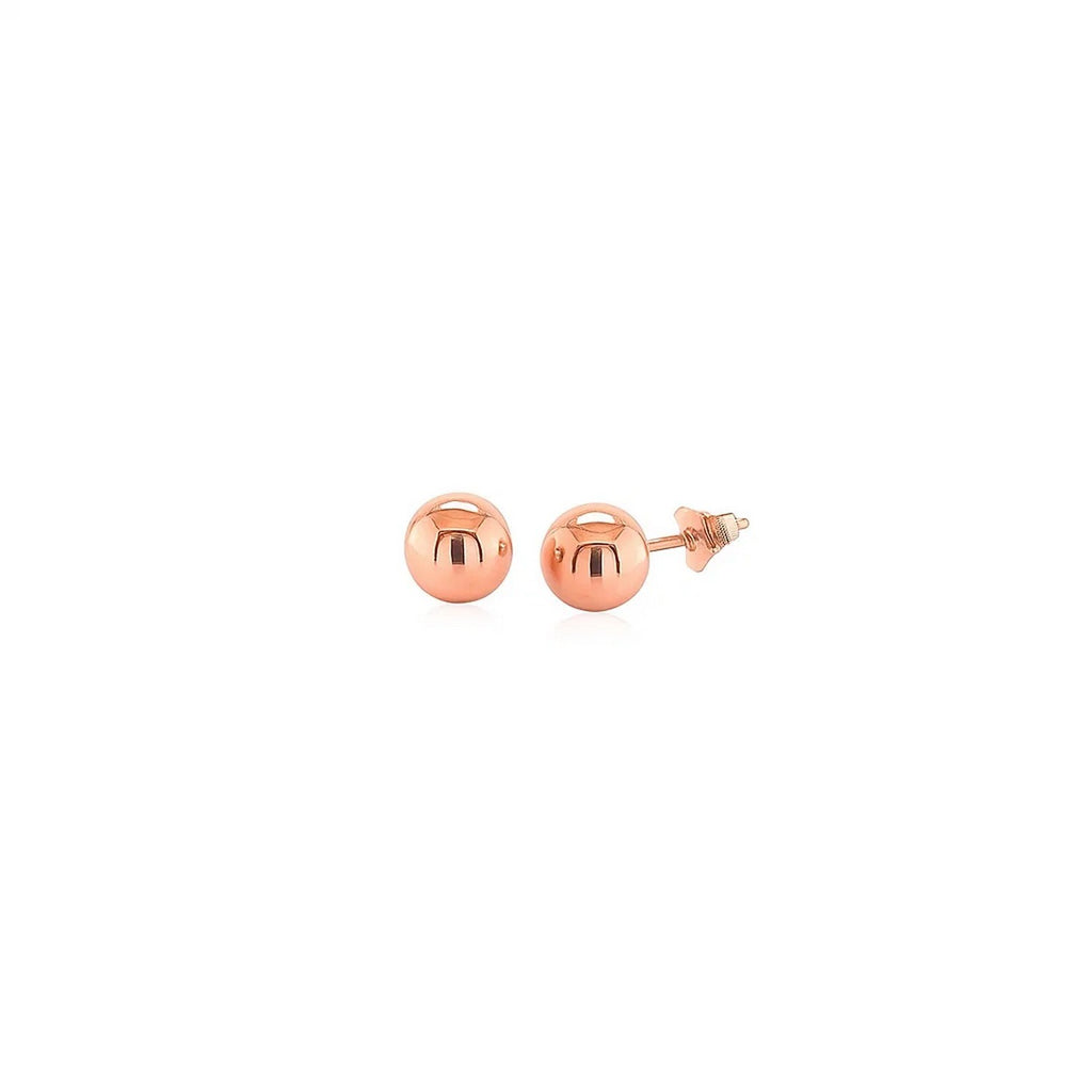 14k Rose Gold Classic Round Shape Stud Earrings (6mm)