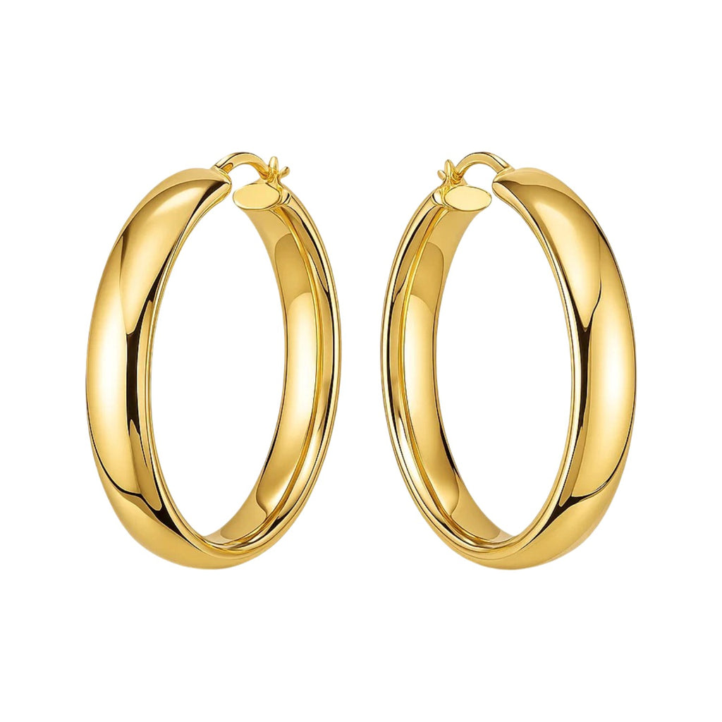 14k Yellow Gold Wedding Band Hoops (7x35mm)